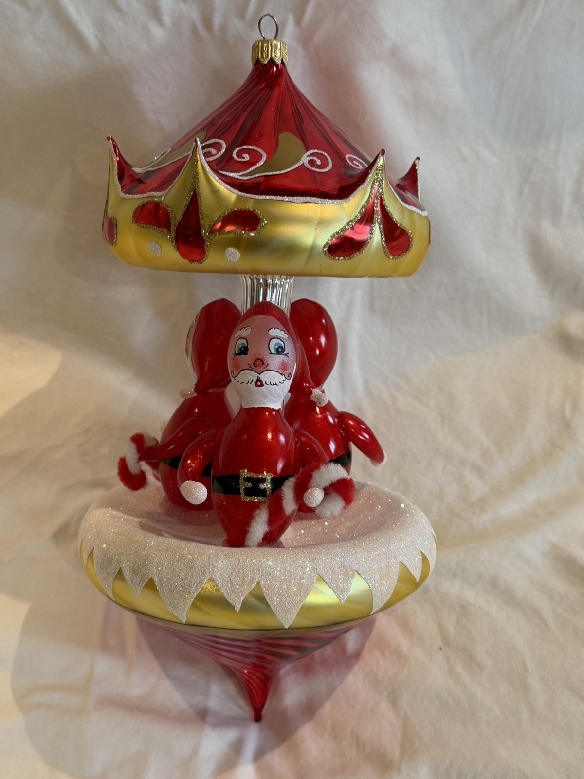 Italian Blown Glass Hand-painted Santa Carousel Italy ornament