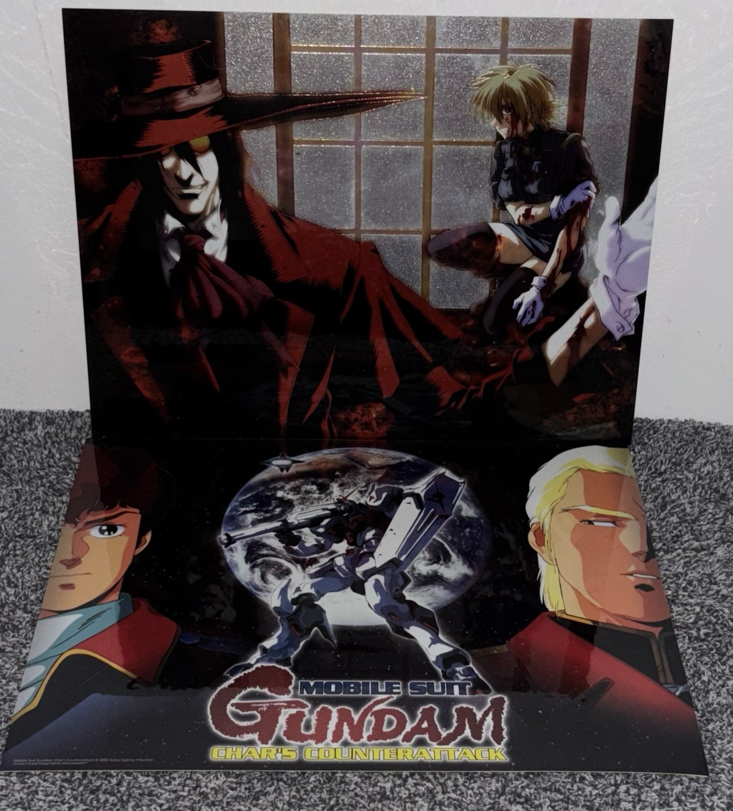 Hellsing & MS Gundam: CEL/ High-Gloss Poster Cards 14” x 11” Suncoast Promo RARE