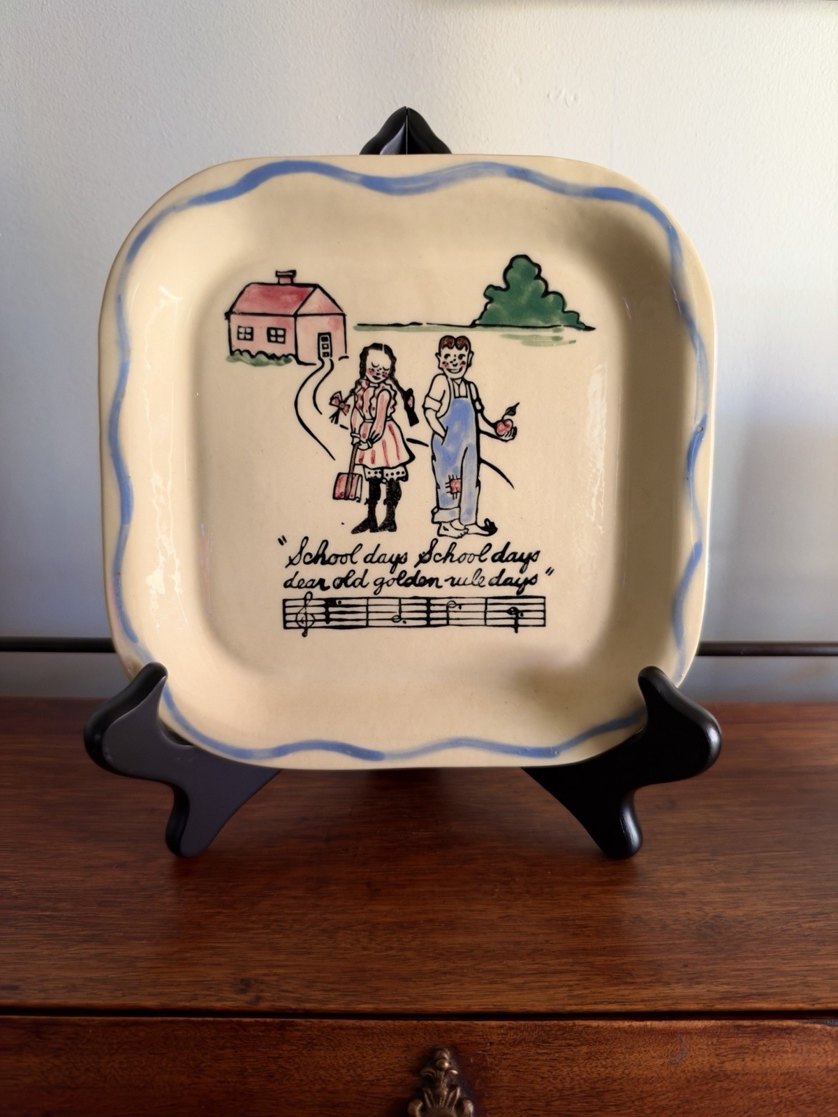 Vintage Los Angeles potteries Plate “School Days, Dear Old Golden Rule Days”