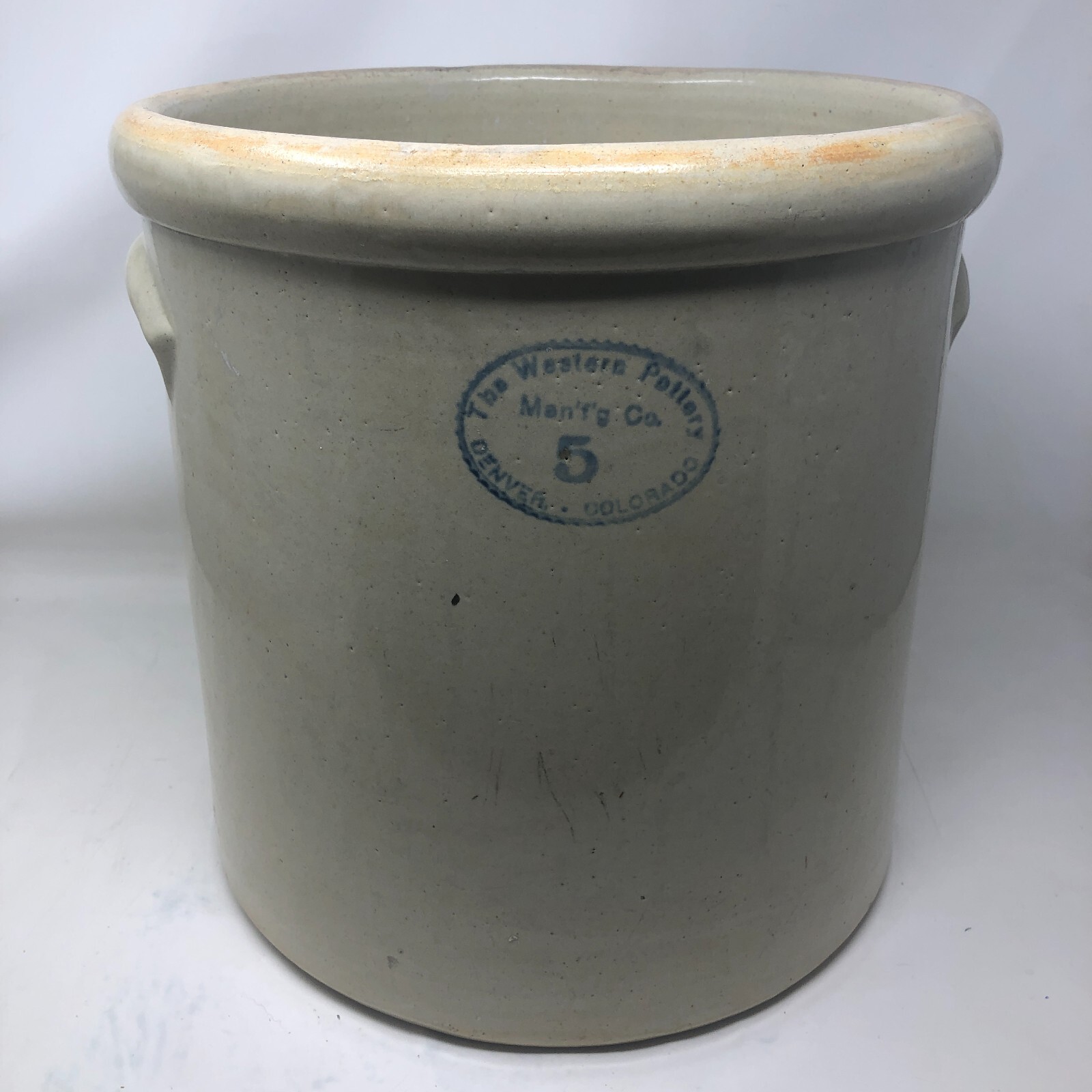 THE WESTERN POTTERY CO. DENVER COLORADO 5 GALLON CROCK