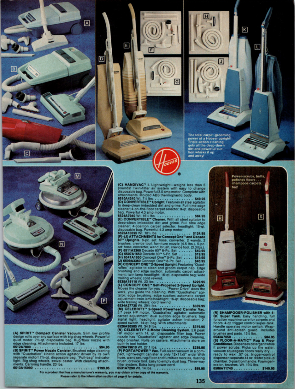 Hoover Regina Vacuum Cleaner Catalog Ad 1970s-80s Full Page Vintage