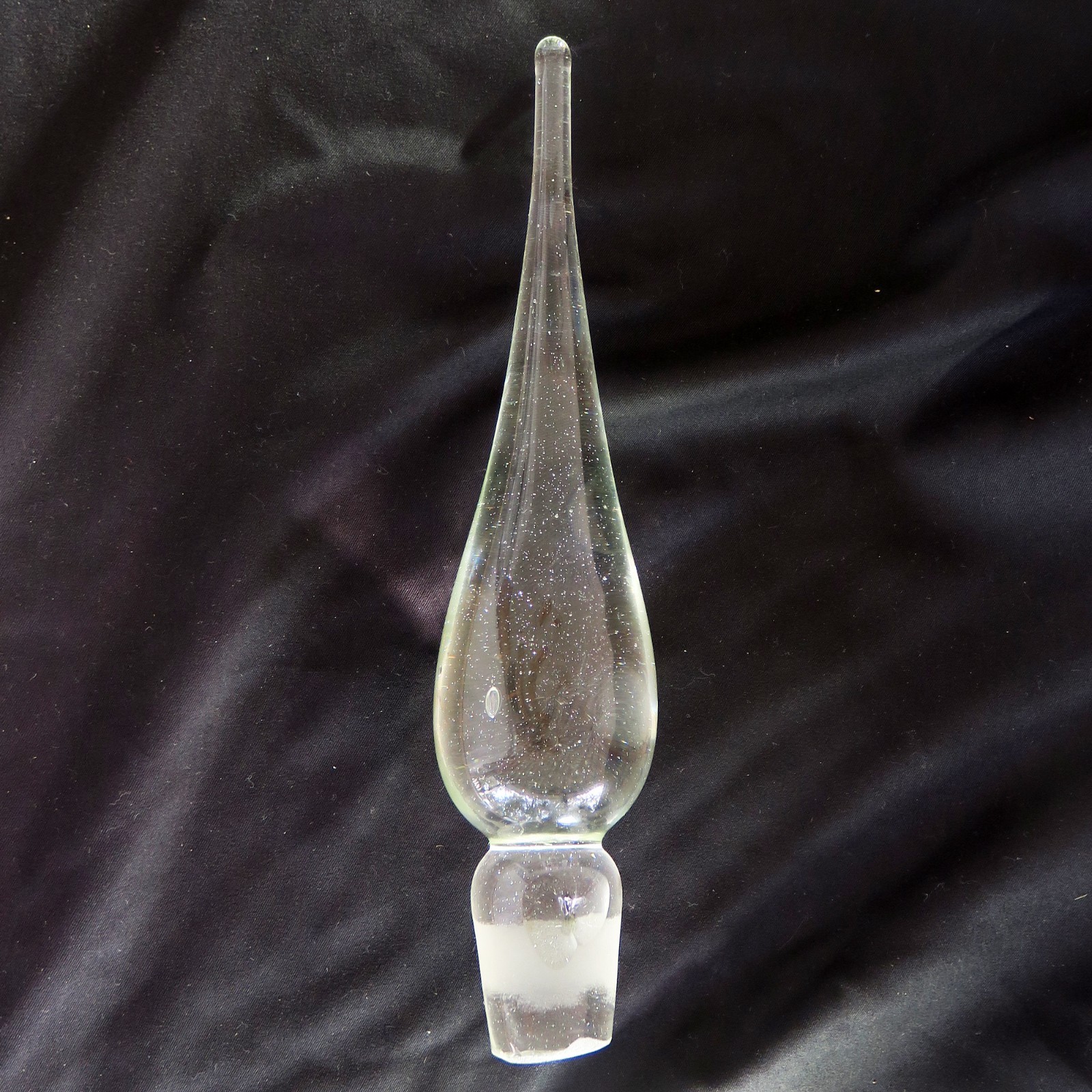 Vintage MCM Handmade Flame Teardrop Clear Glass Bottle Stopper 9-1/2