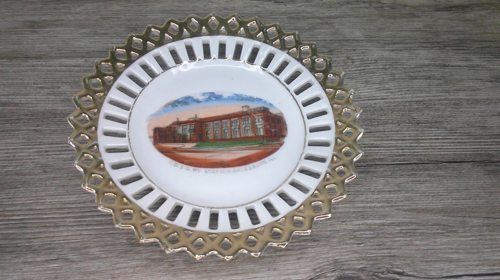 antique C B & Q railroad station Galesburg, Ill. early 1900\'s made Germany   Z74