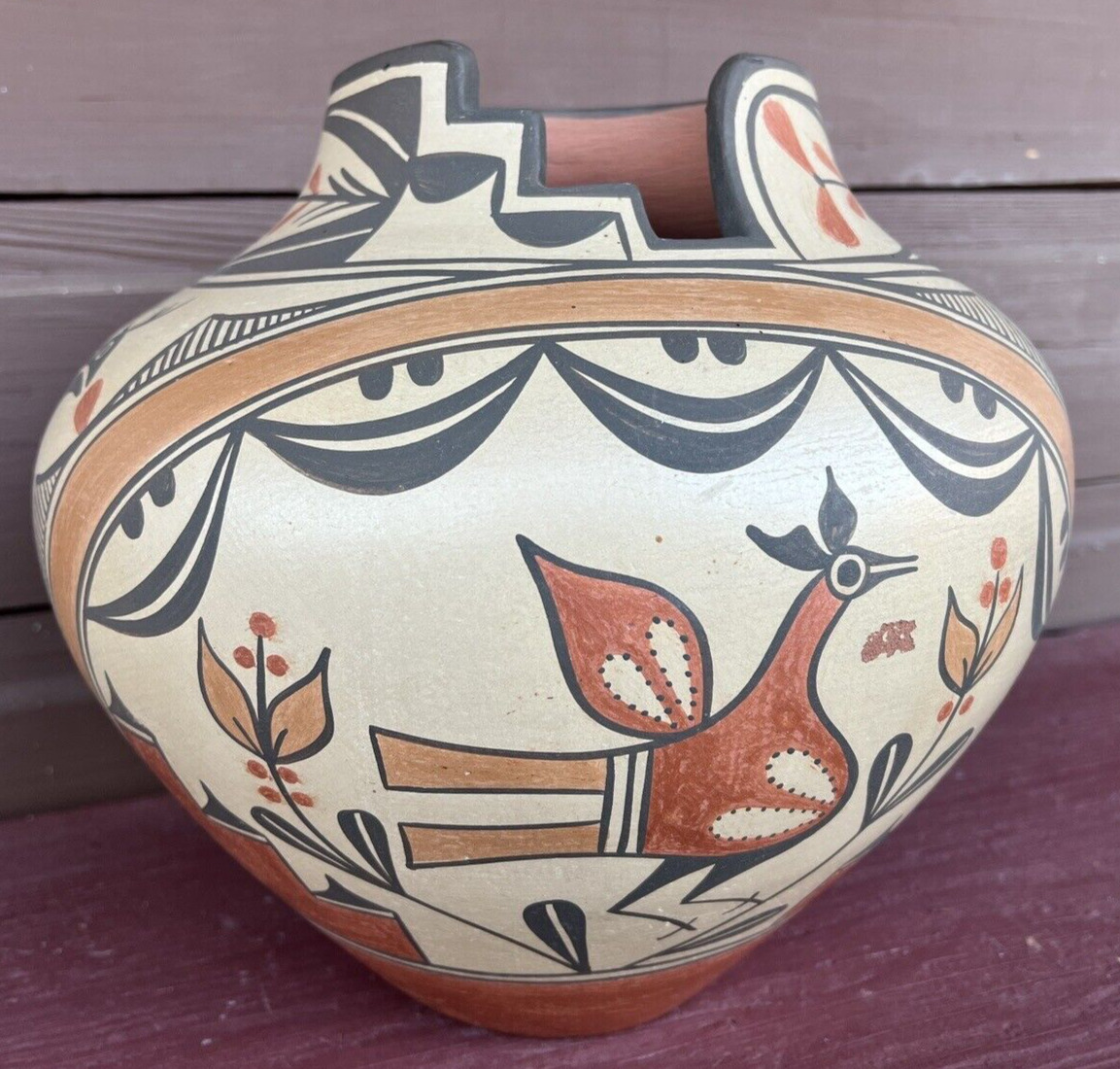 Vintage Elizabeth Medina Zia Pueblo Pottery Kiva Step Cut Pot 11\