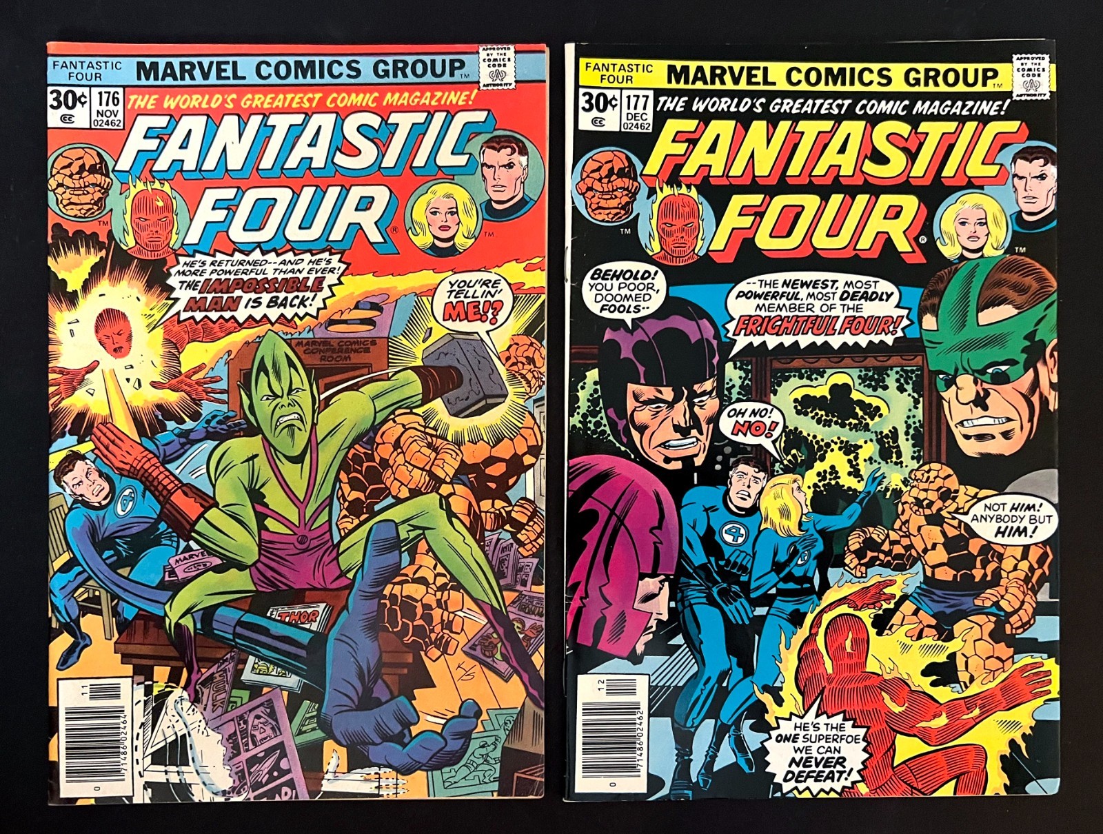 FANTASTIC FOUR #176 177 JACK KIRBY Cover Art IMPOSSIBLE MAN FRIGHTFUL FOUR 1976