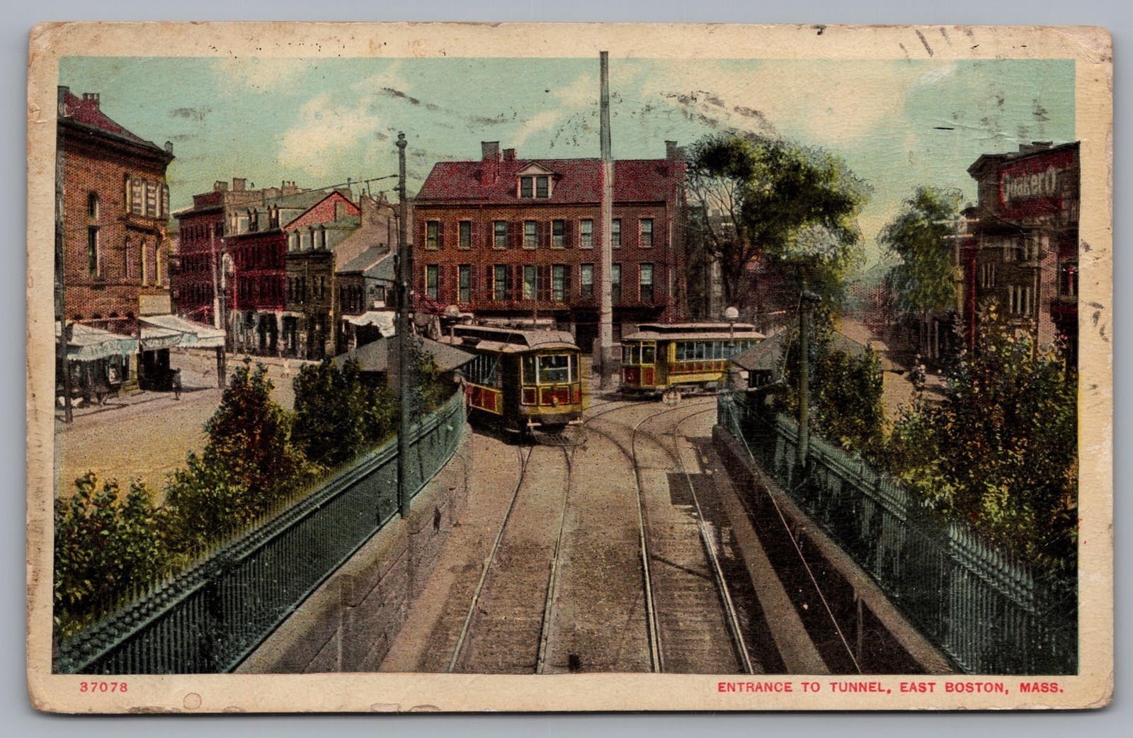 Tunnel East Boston MA Streetcars 1910 Vintage Postcard TS-208
