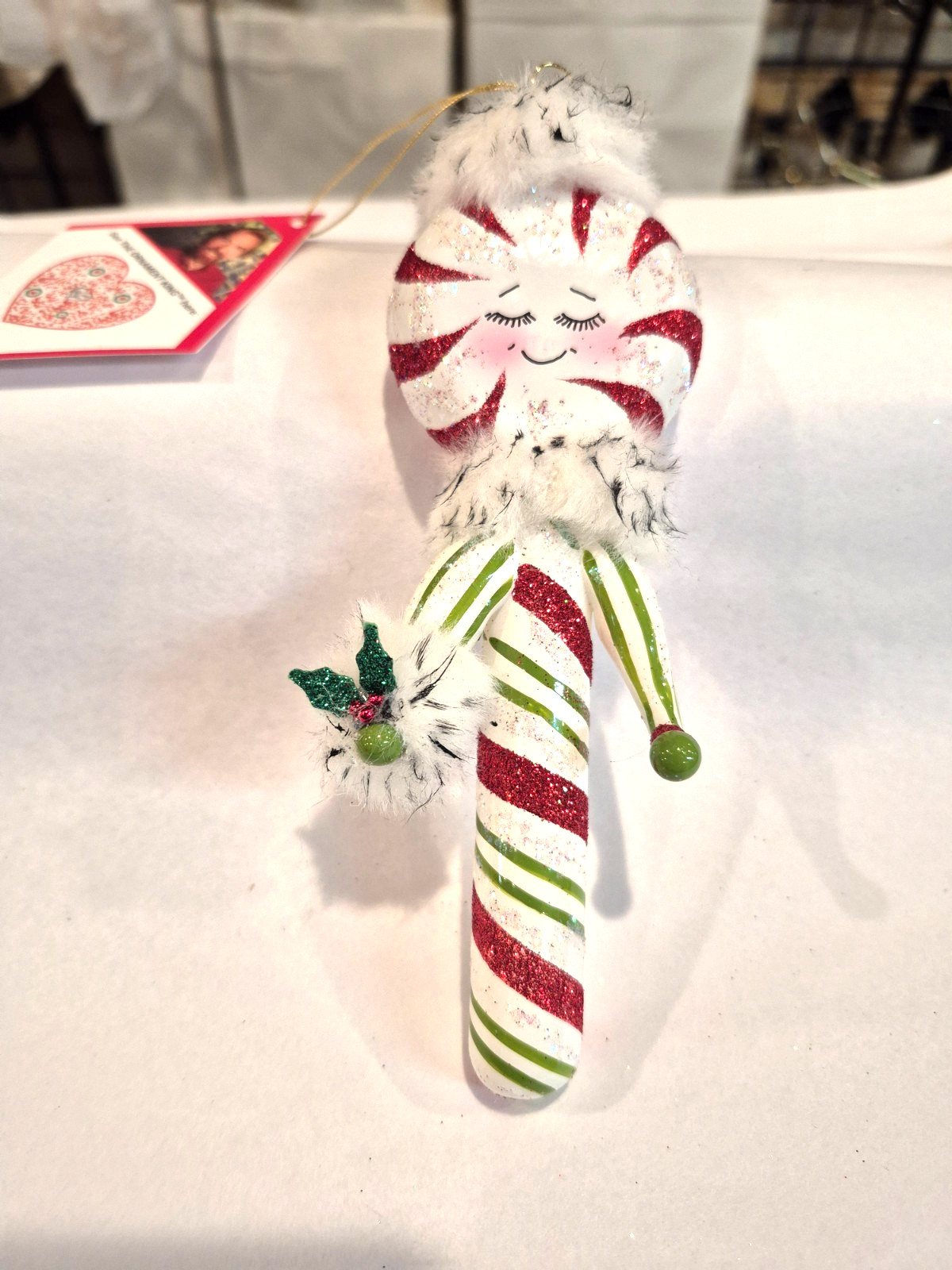 Ornament King MINTY MATCH  (49015)  Girl Candy Cane Glass Ornament (193) -ITALY