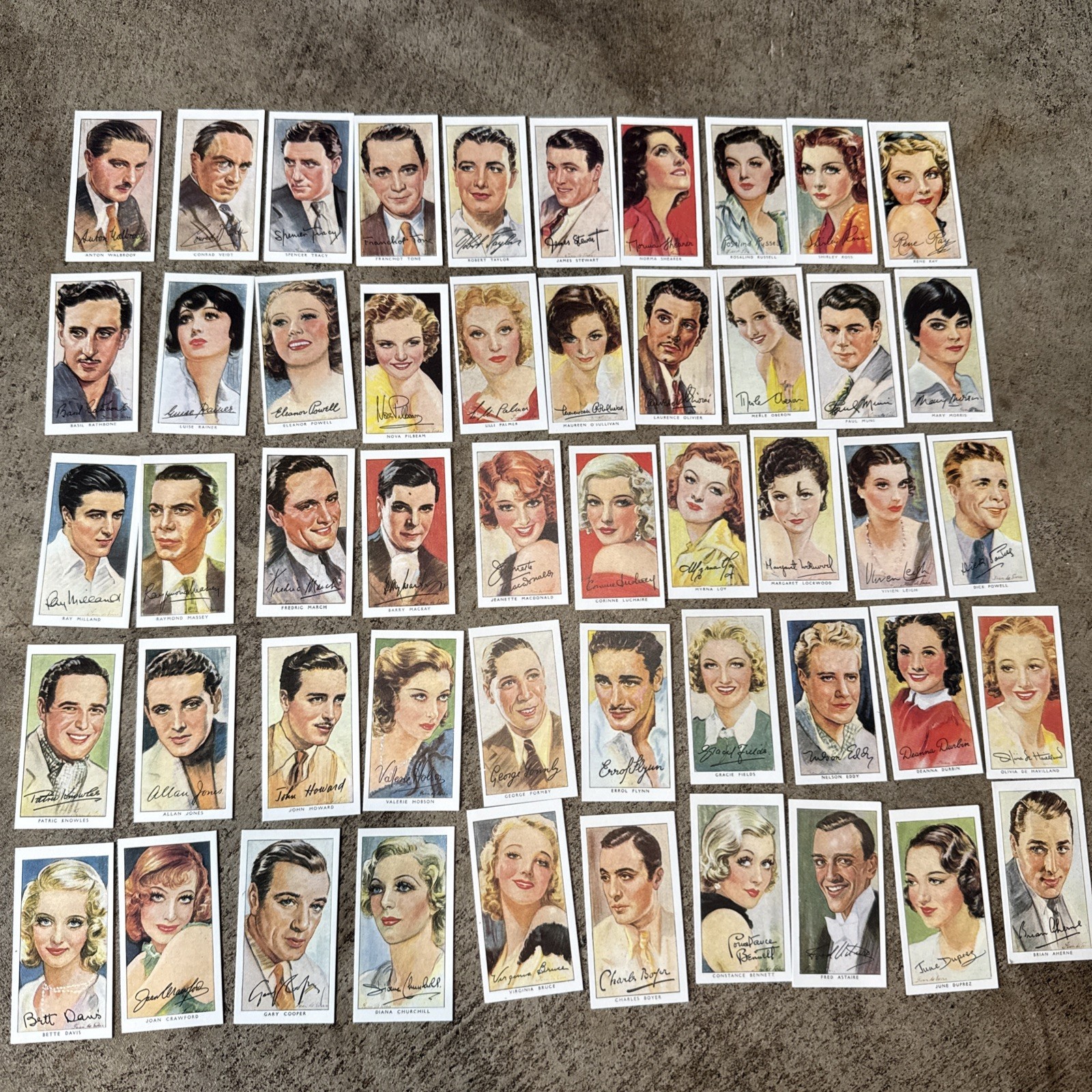 1938 1989 Player's Film Stars Series 3 Tobacco Cards Full Set 1-50 HOF Complete