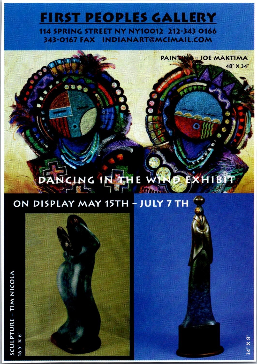First Peoples Gallery Sculpture Tim Nicola Joe Maktima NY NY Vintage Ad TAK5-11