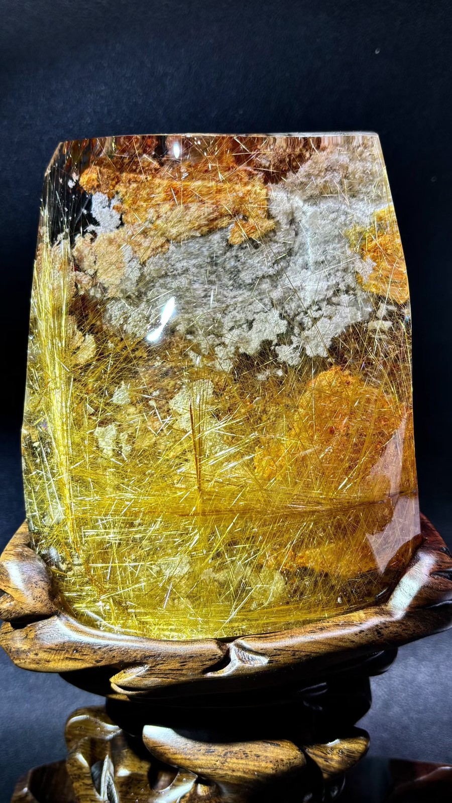 5.3LB TOP Natural Rutilated Garden Ghost Quartz Crystal Mineral Reiki + stand
