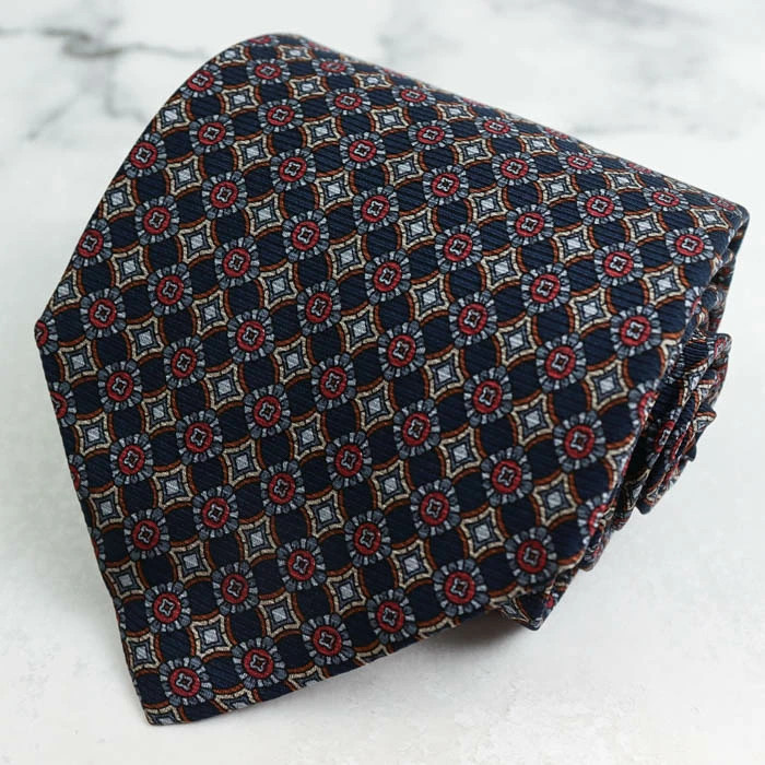 Balenciaga Silk AllOver Pattern Tie Navy Used (Ages 14+)