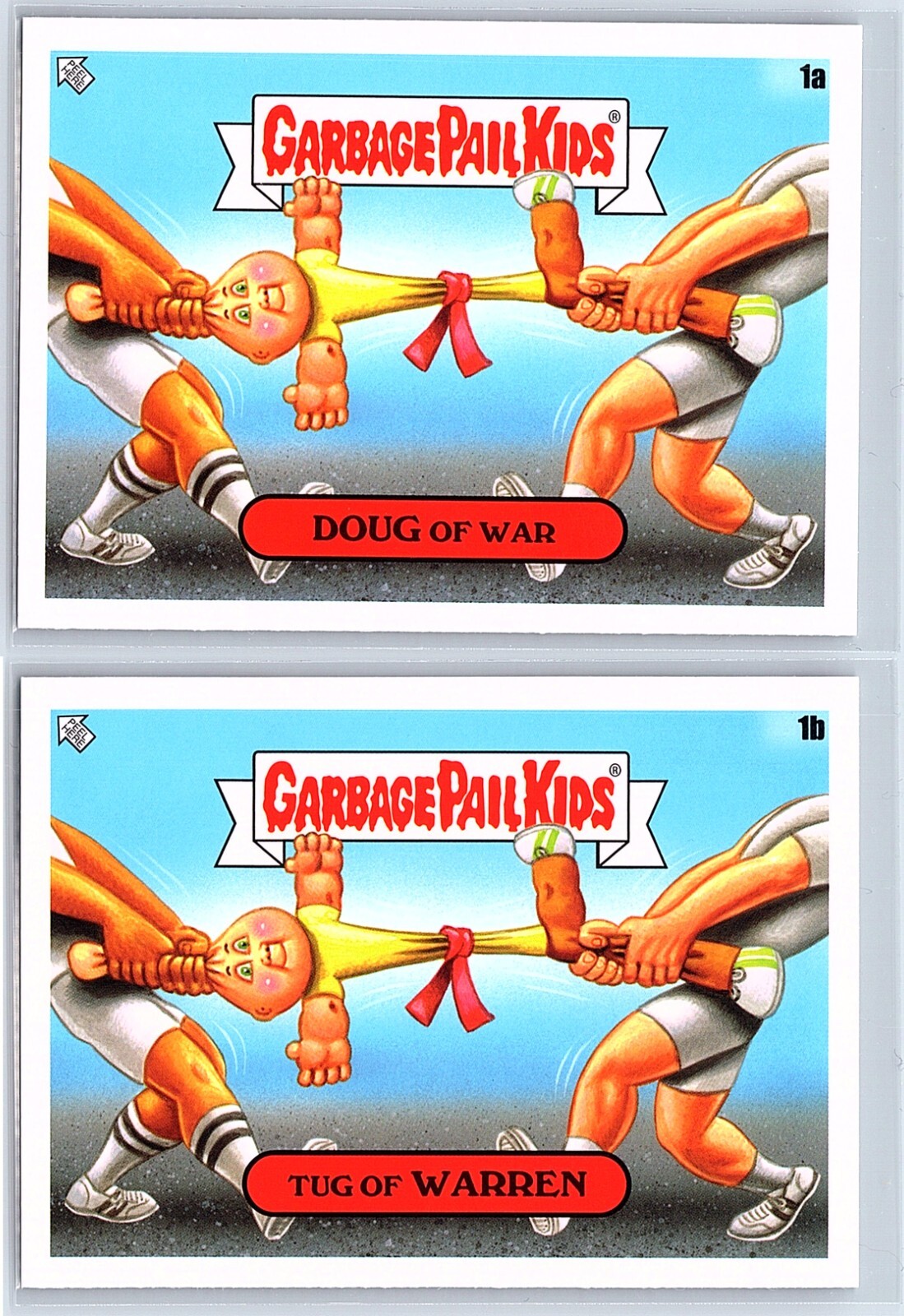 Tug Of War Garbage Pail Kids At Play Spoof Doug & Warren 2 Card Set