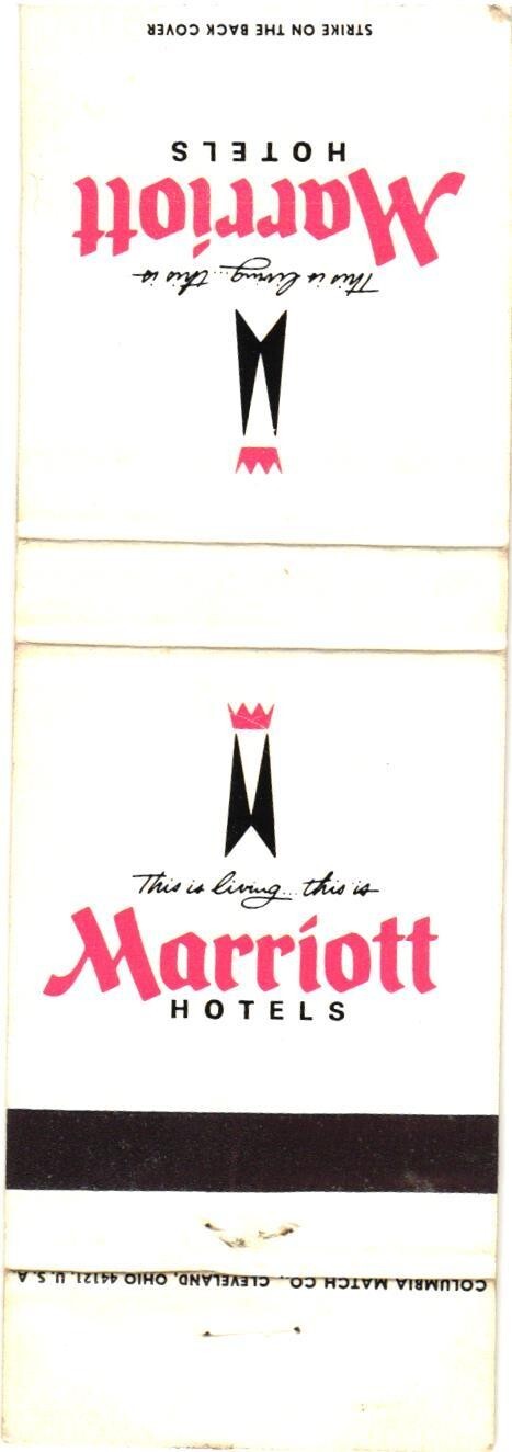 Marriott Hotels Vintage Matchbook Cover 1960s-70s Toll Free Marriott Hotels Vintage Matchbook Cover 1960s-70s Toll Free