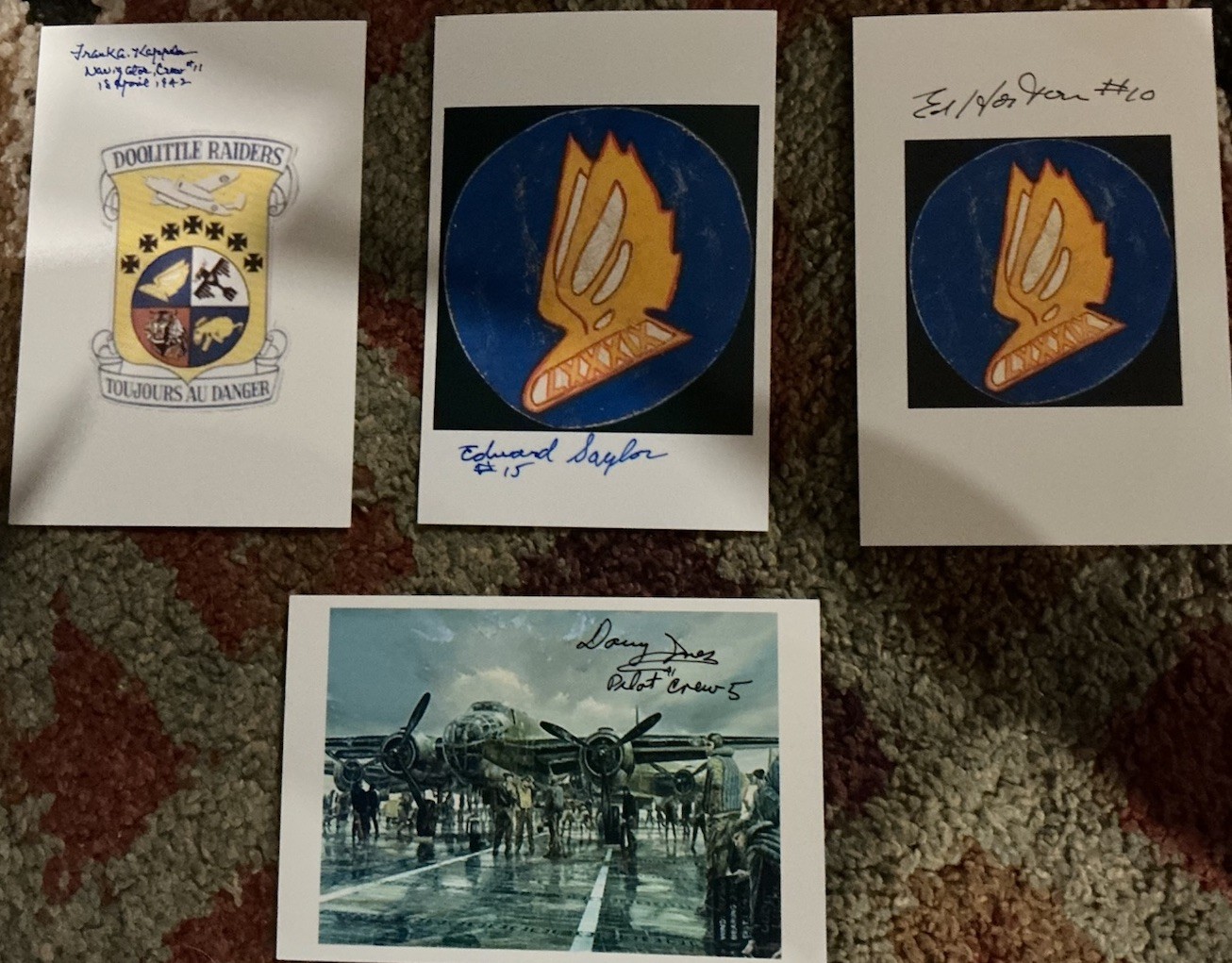 Set Of Four 4x6 In Photos Signed By Members Of Doolittle Raiders W/ COA’s