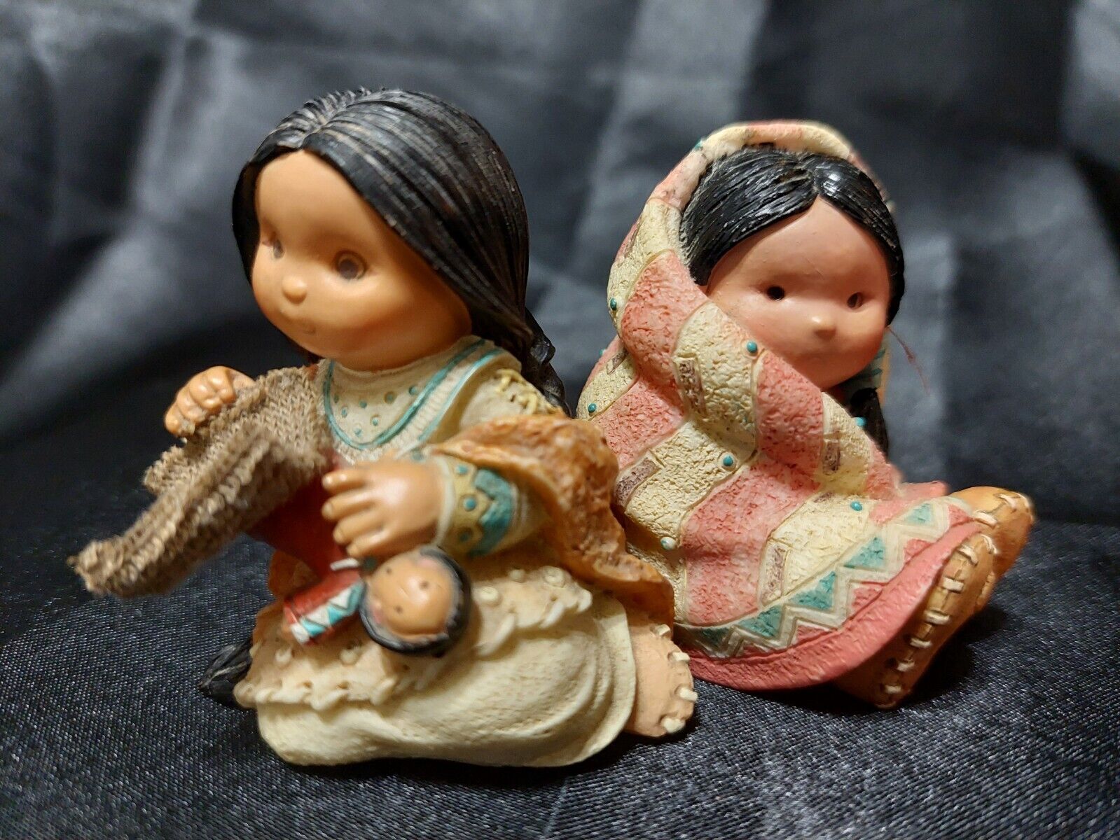 LOT OF 2 VINTAGE ENESCO 1994 FRIENDS OF THE FEATHER  WRAPPED IN LOVE & GIRL/DOLL