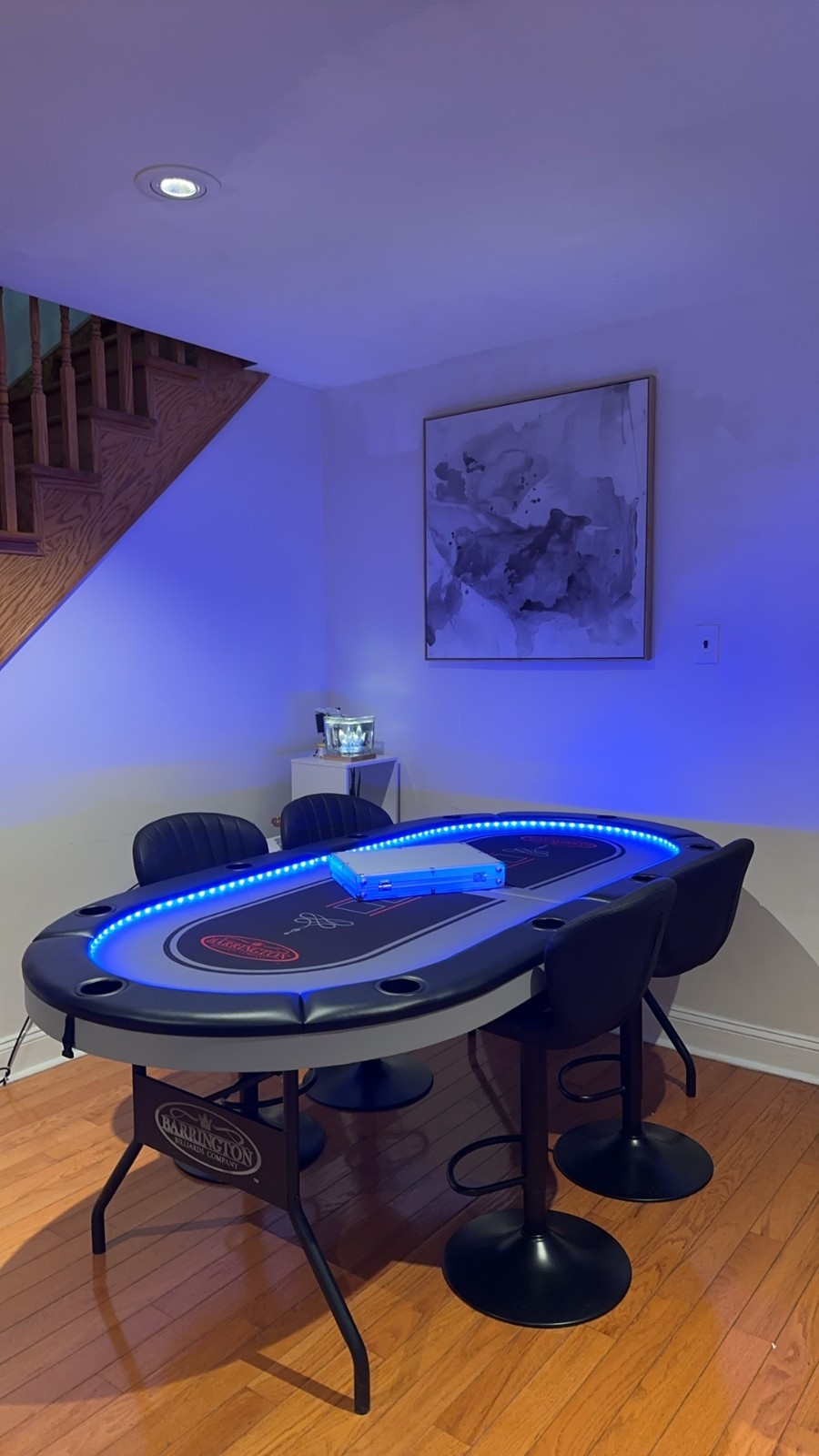 Barrington 10 Player Poker Table LED Lights Casino Style Folding Game Table