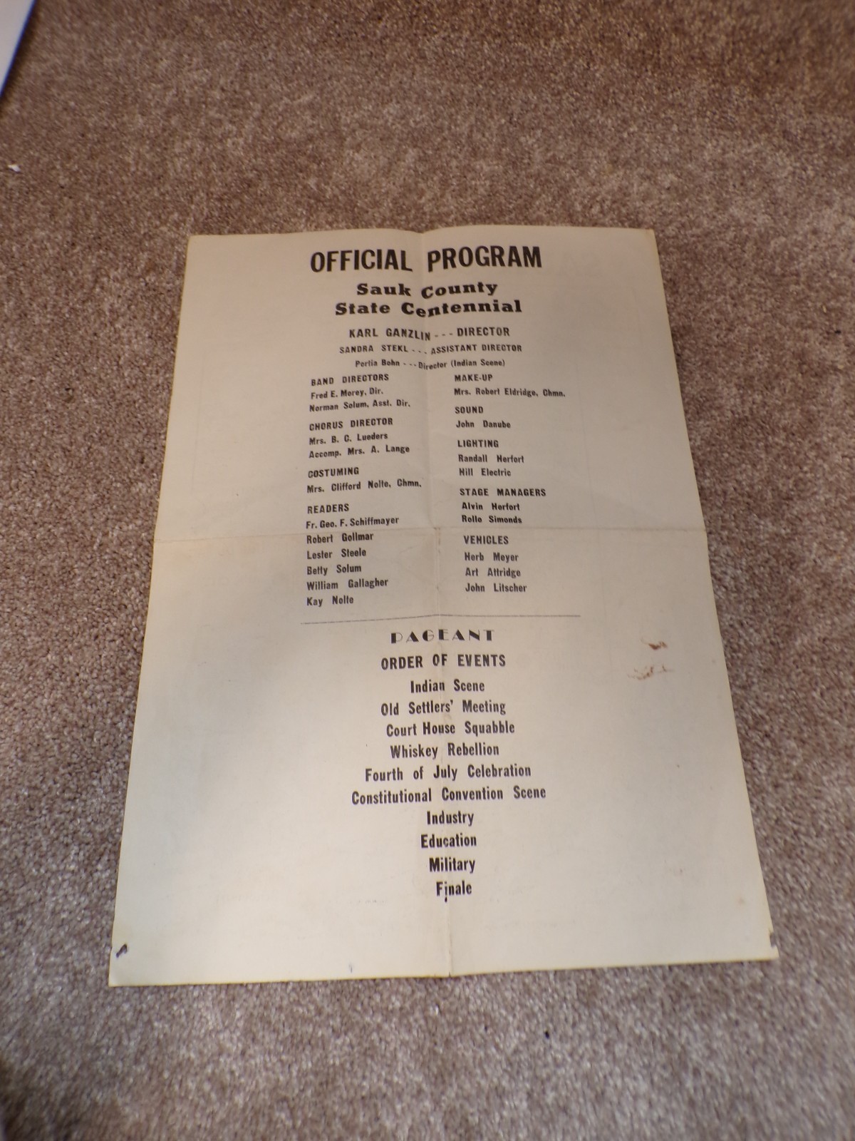 Vtg 1948 Sauk County Wisconsin State Centennial Celebration Poster/Flyer