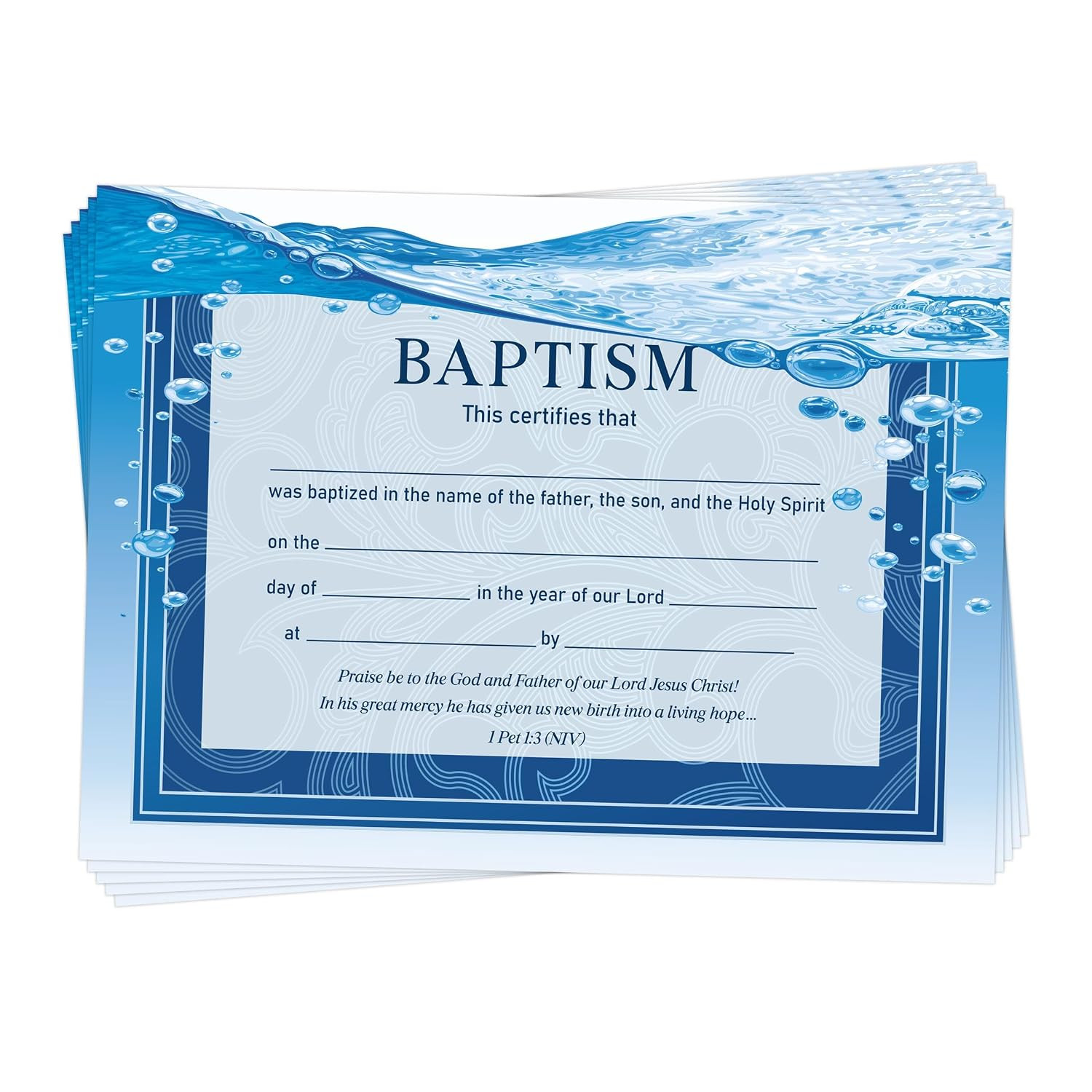 50 Pcs Baptism Certificates for Church⭐11 X 8.3 Inch⭐⭐⭐