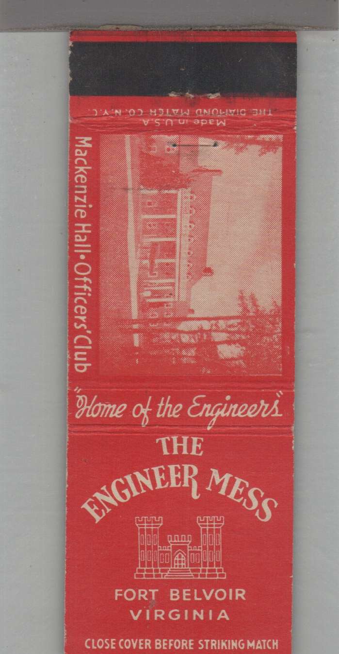 Matchbook Cover - US Military - The Engineer Mess Fort Belvoir, Virginia