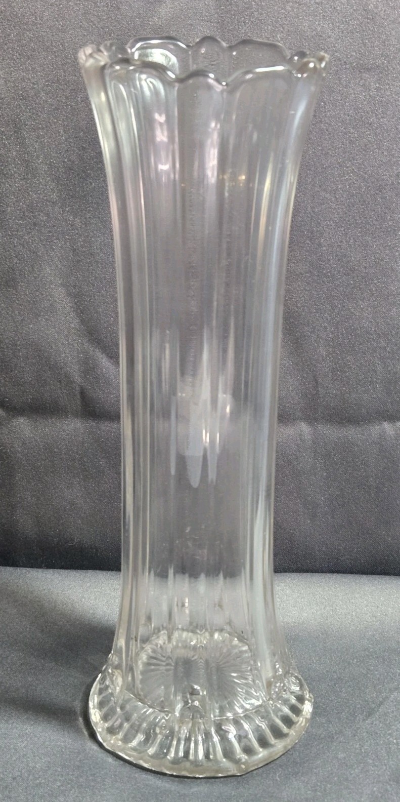 Vintage Clear Swung Vase Ribbed Stretch Glass 11\