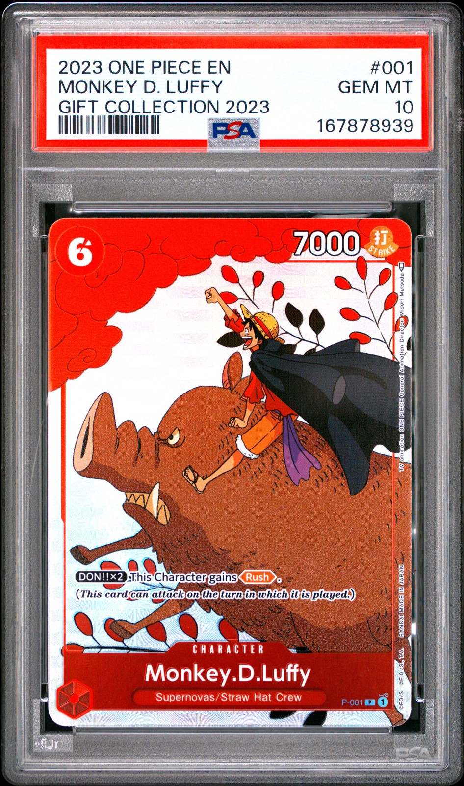 2023 ONE PIECE GIFT COLLECTION 2023 #001 MONKEY D. LUFFY PSA 10