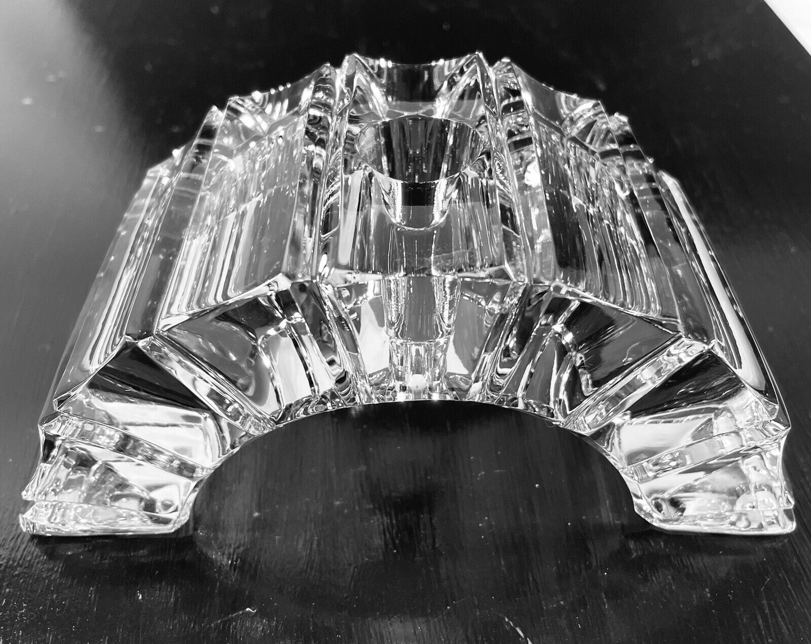 Arched Single Clear Crystal Taper Candle Holder  6\