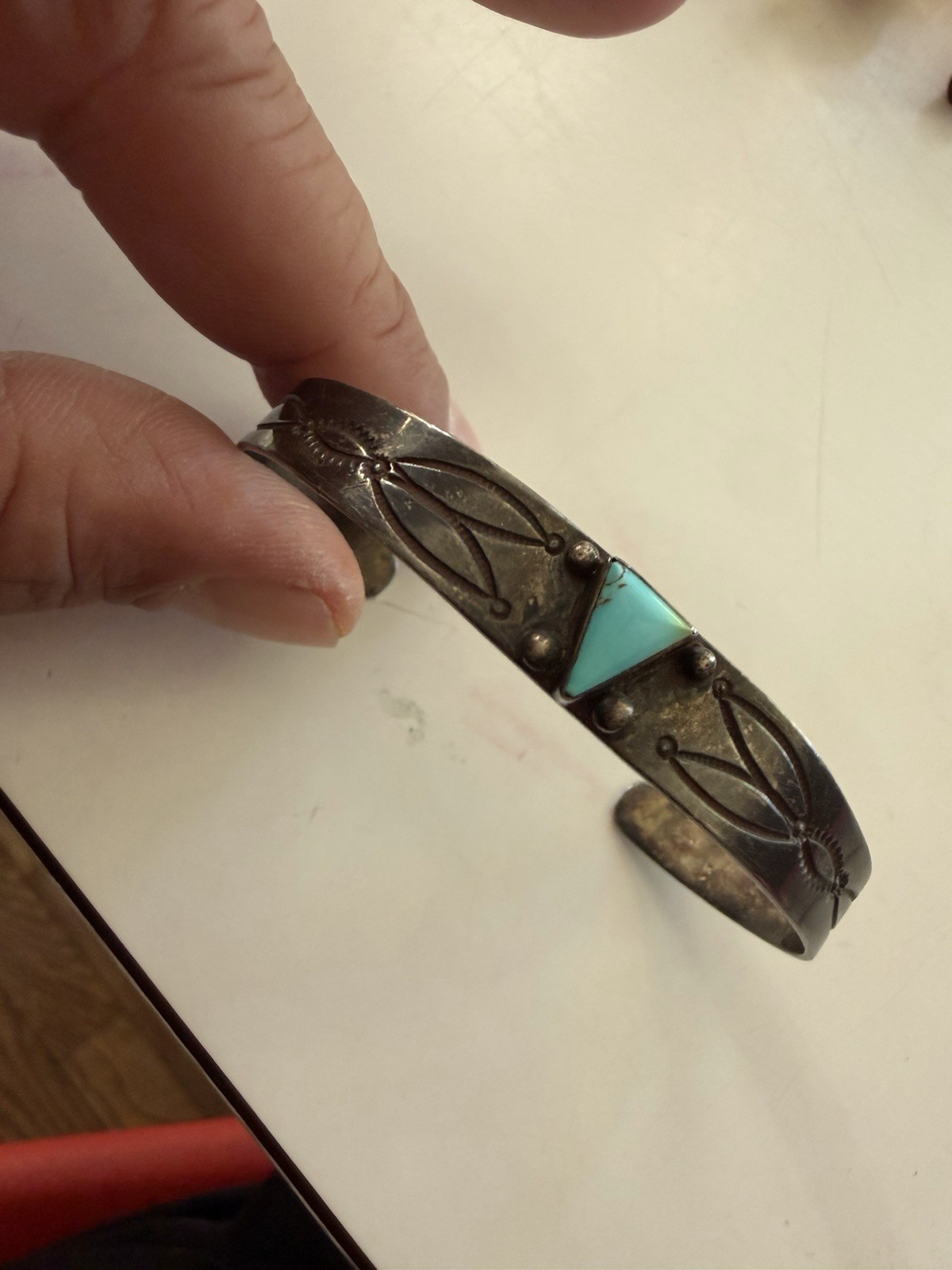 Vintage Zuni Sterling Silver Turquoise Cuff Bracelet Old Pawn Coin