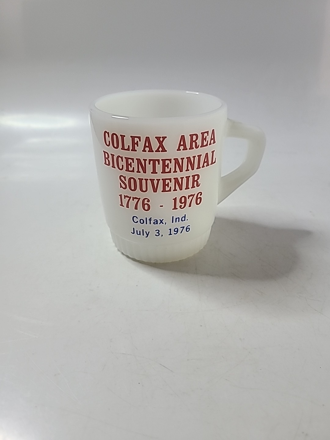 1976 FIRE KING COFFEE MUG. Colfax Ind. Bicentennial 