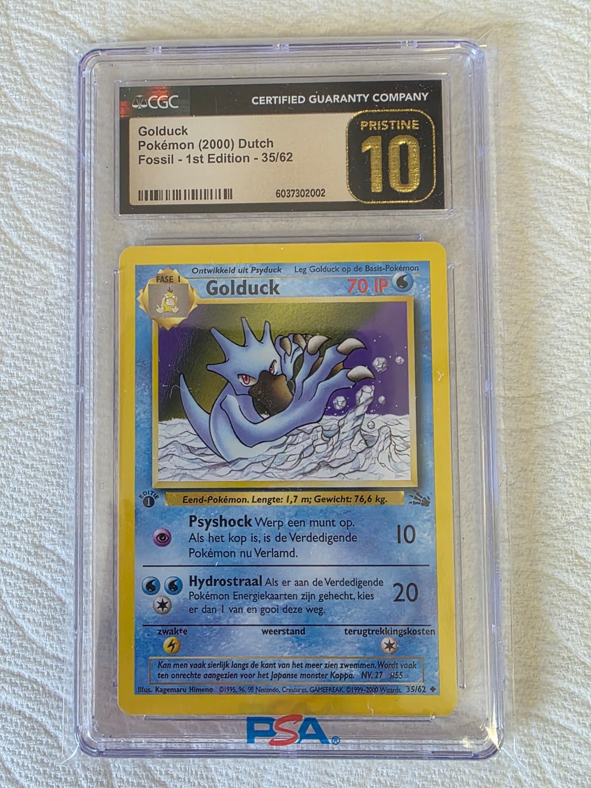 2000 POKEMON CARD DUTCH GOLDUCK FOSSIL 1st EDITION CGC PRISTINE 10