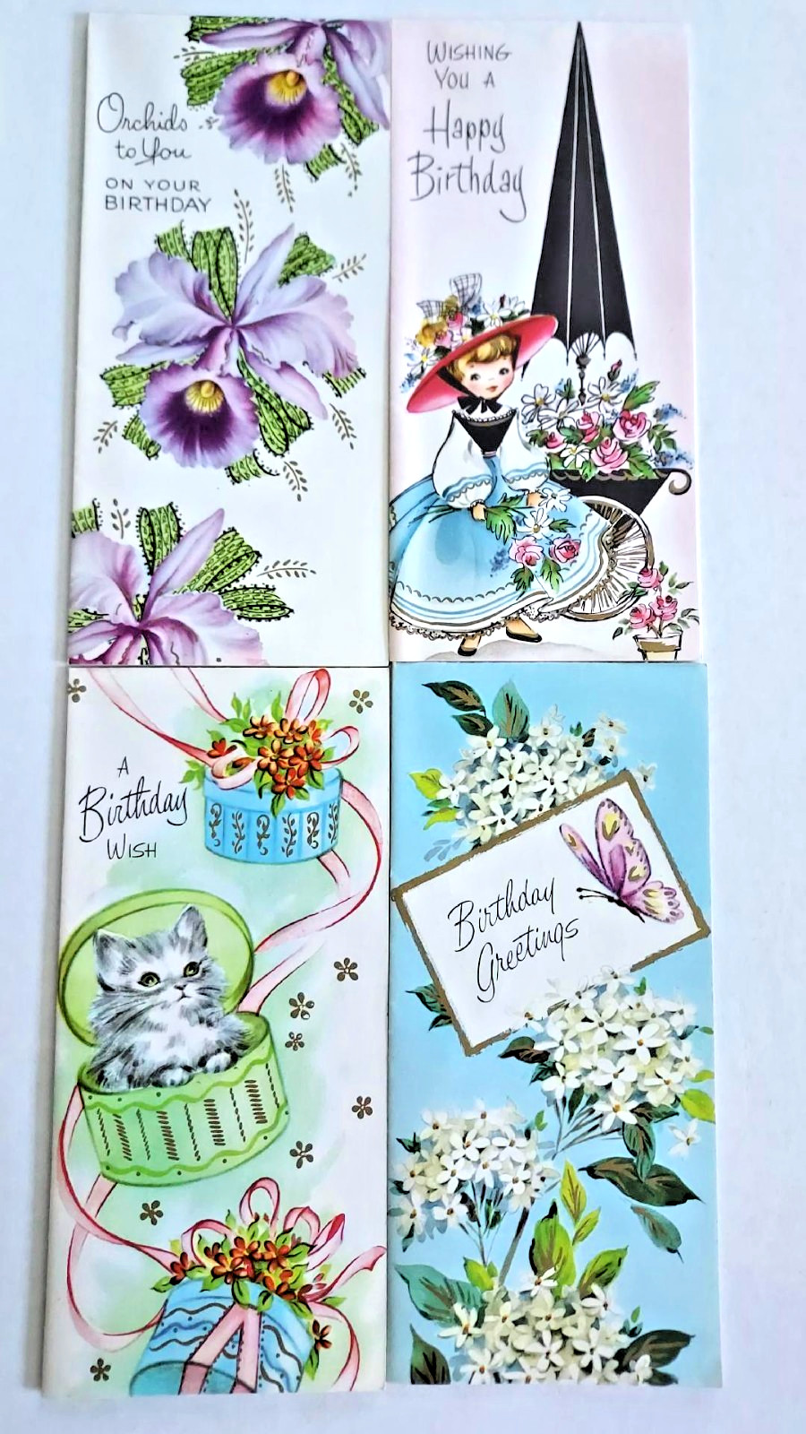 4 Vintage Birthday Greeting Cards. Unused Cute Lot Alpine Brand NOS