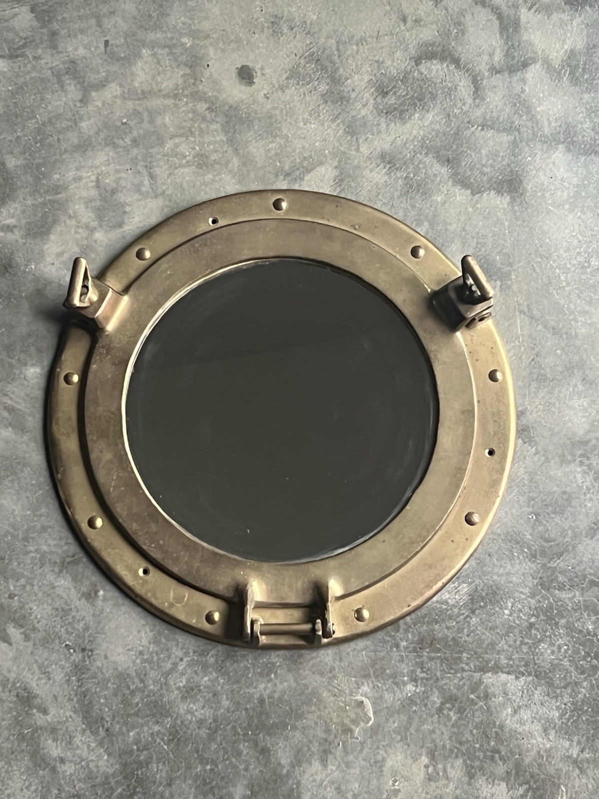 Vintage PENCO Round Brass Ship Port Hole Hinged Nautical 8” Mirror