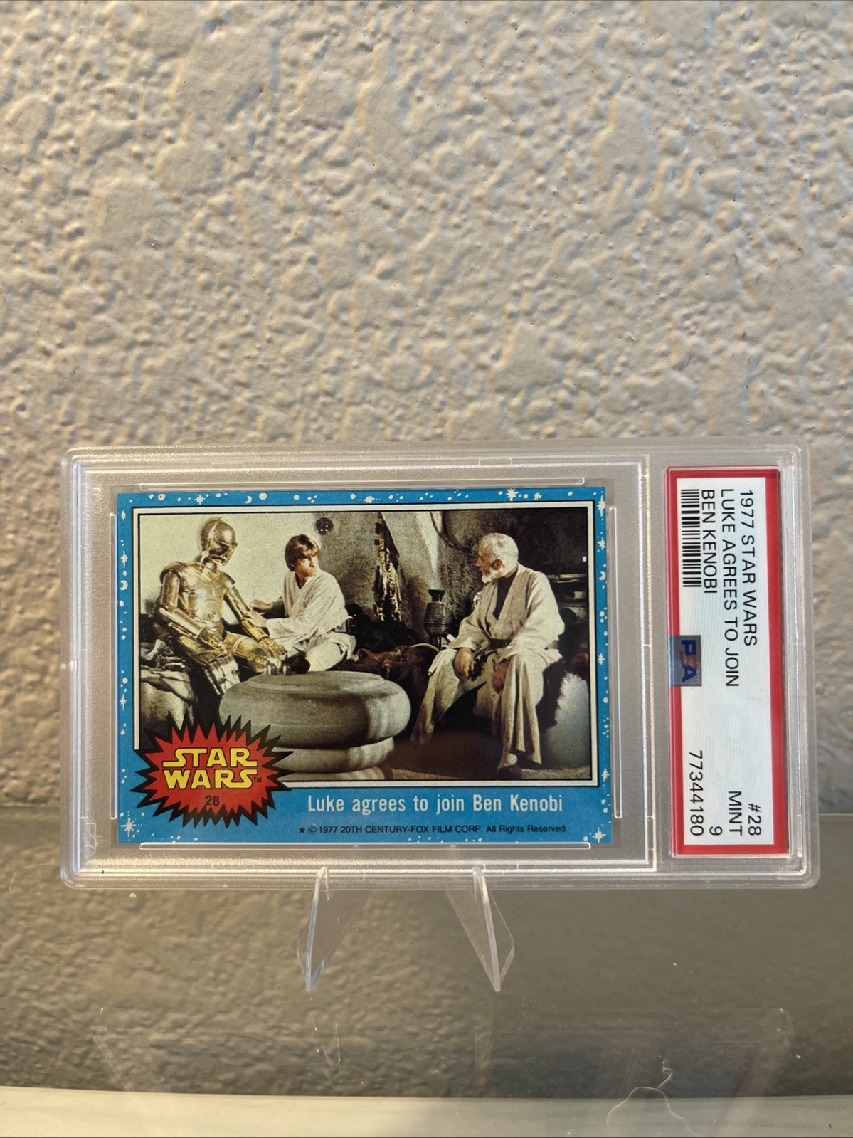 Topps 1977 Star Wars LUKE AGREES TO JOIN BEN KENOBI #28 PSA 9 Low Pop