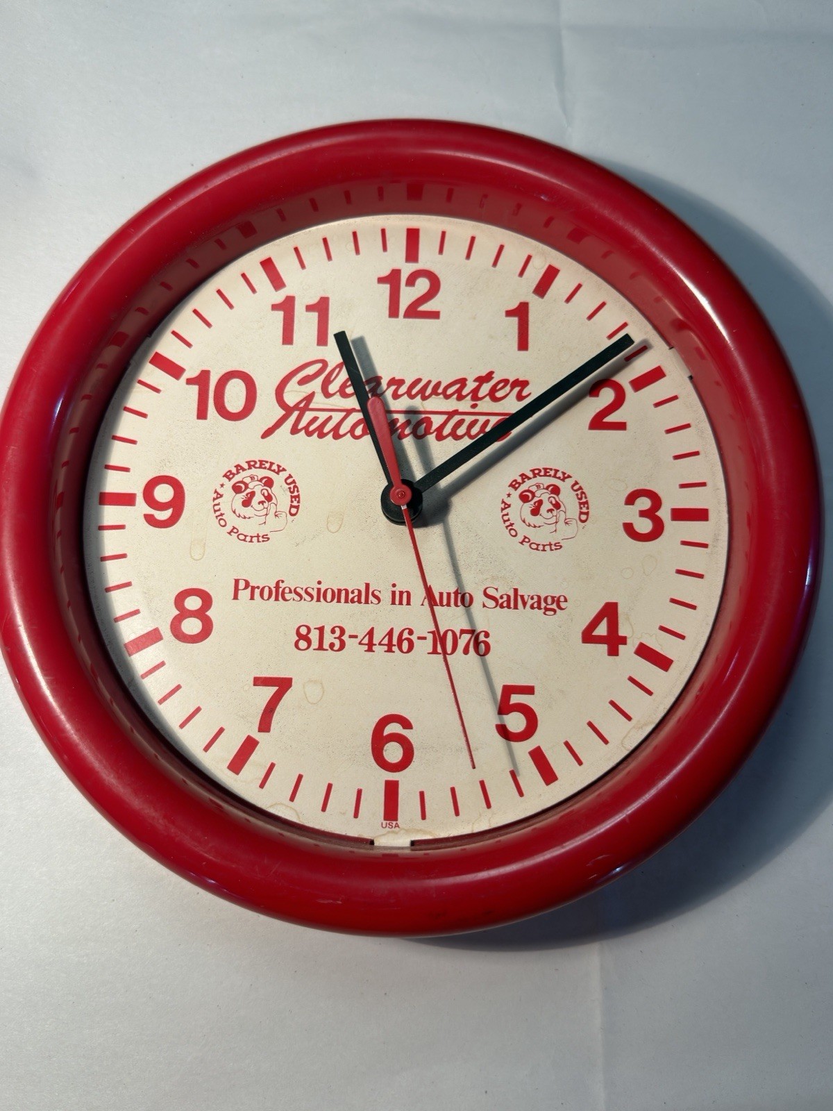 Vintage Chaney Instrument Co. 8.25” Clearwater Automotive Advertising Wall Clock