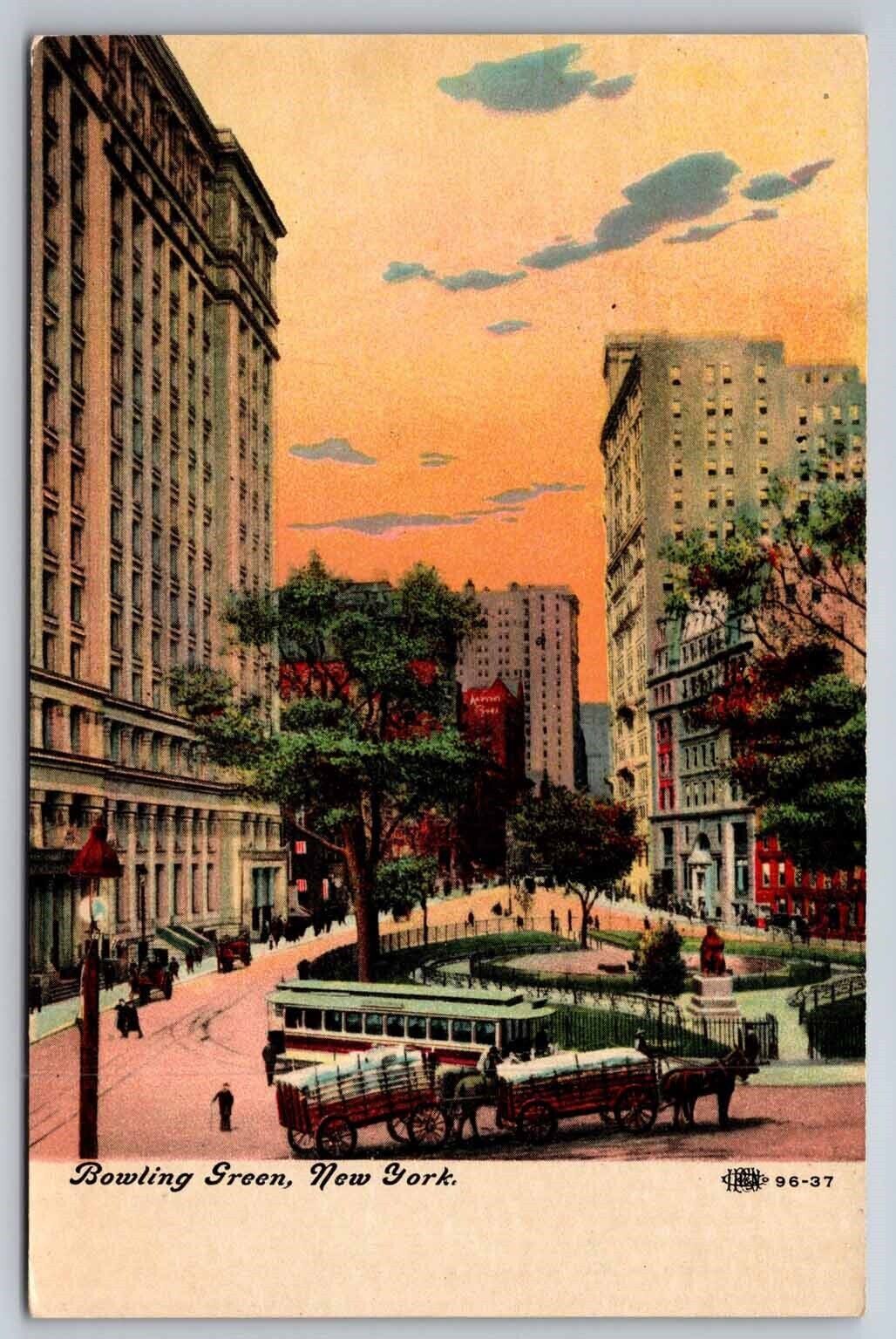 eStampsNet - Bowling Green NY New York Street Car Wagon c1910 Postcard 