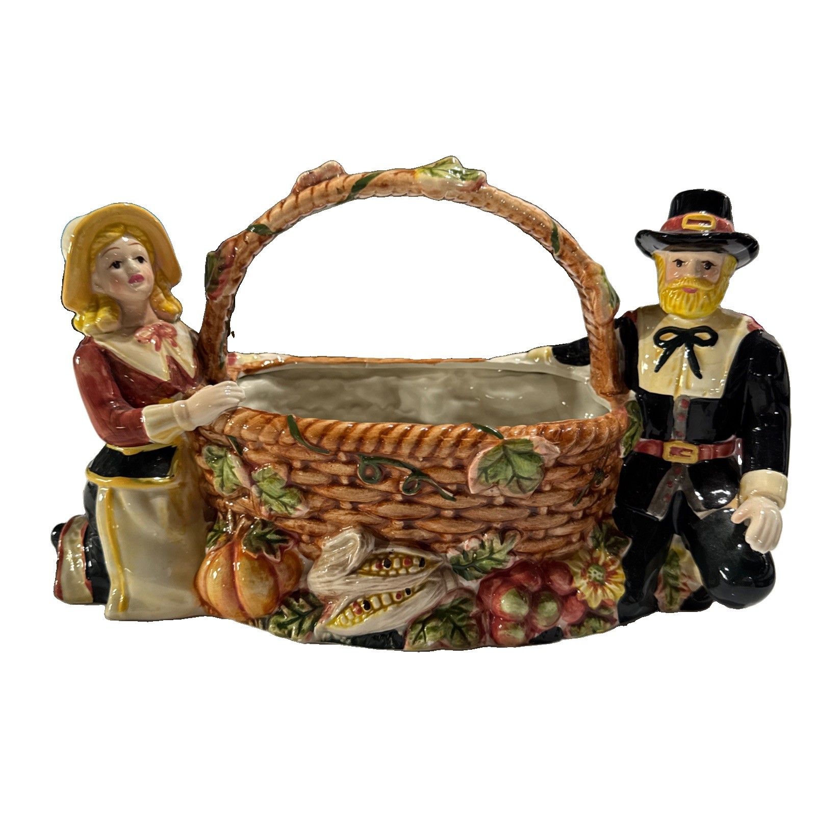 Vintage WCL Thanksgiving Fall Ceramic Harvest Basket Decor Planter Vintage WCL Thanksgiving Fall Ceramic Harvest Basket Decor Planter