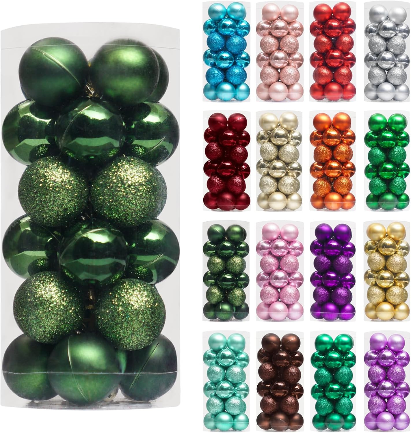 24Ct Mini Christmas Ball Ornaments Shatterproof 1.18 in Dark Green 24Ct Mini Christmas Ball Ornaments Shatterproof 1.18 in Dark Green