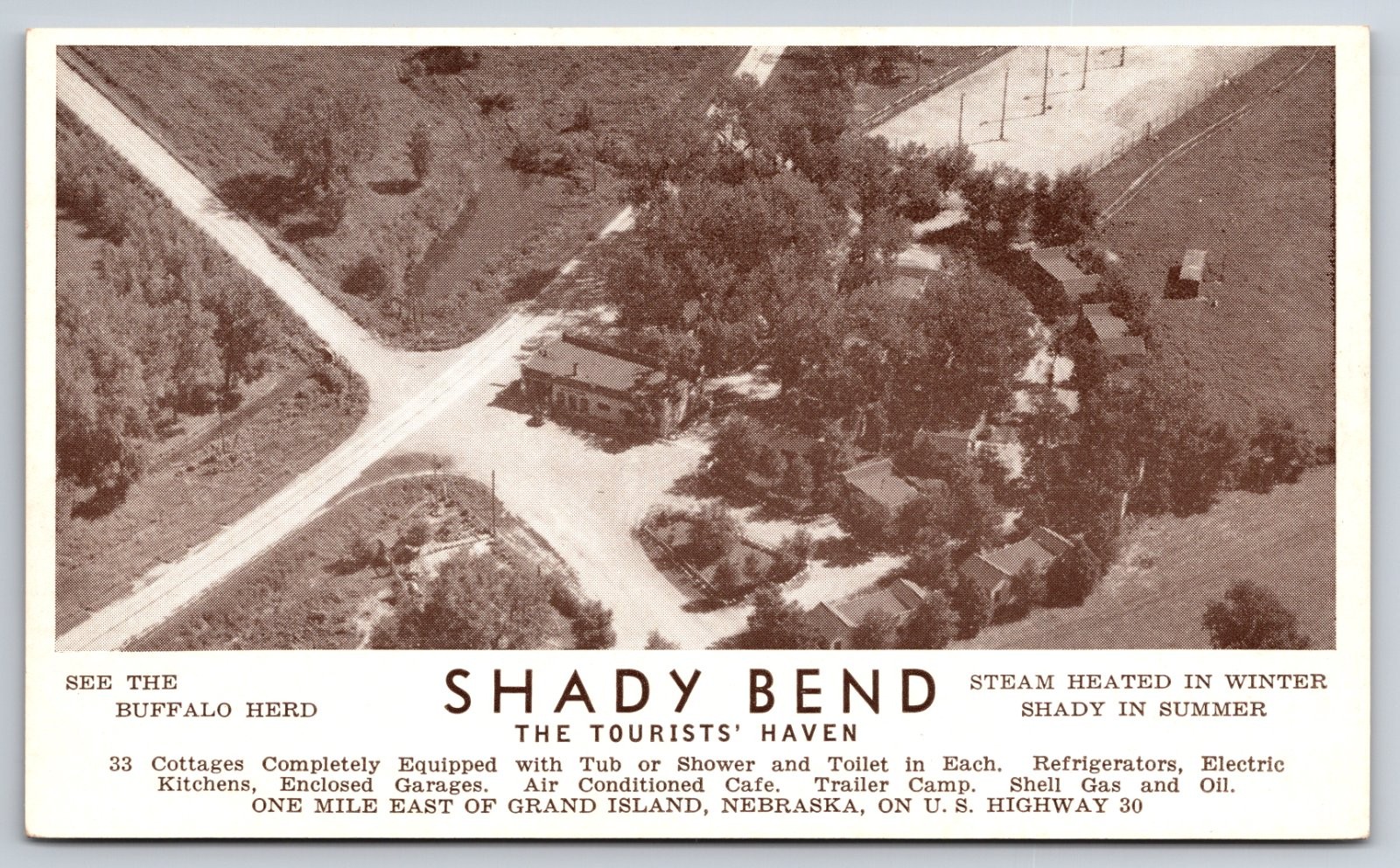 Shady Bend Motor Court Gas Station Grand Island Nebraska Lincoln Highway PC