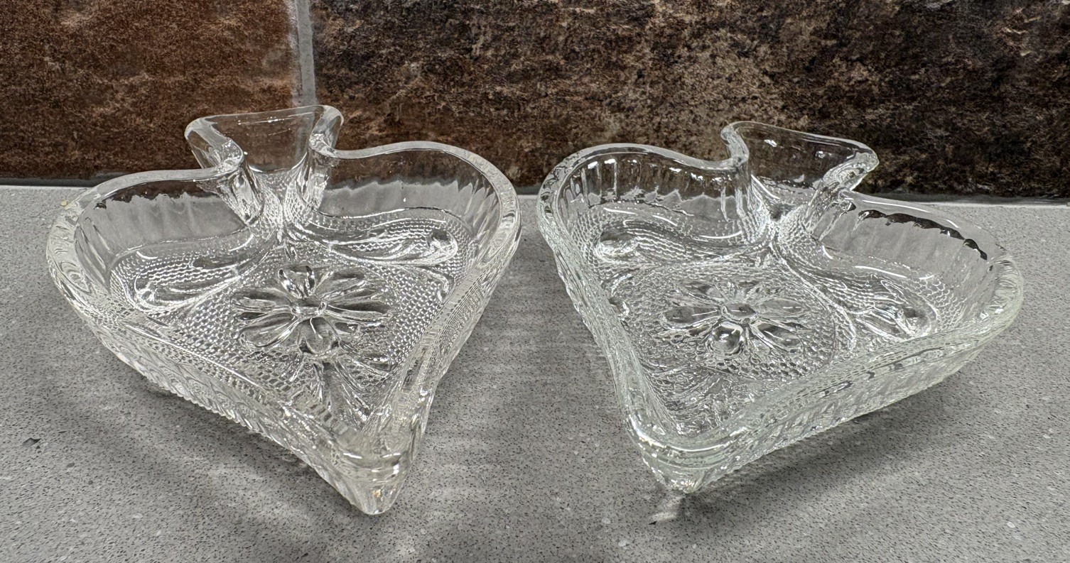 Vintage Indiana Glass Tiara Spade Trinket Dishes lot of 2