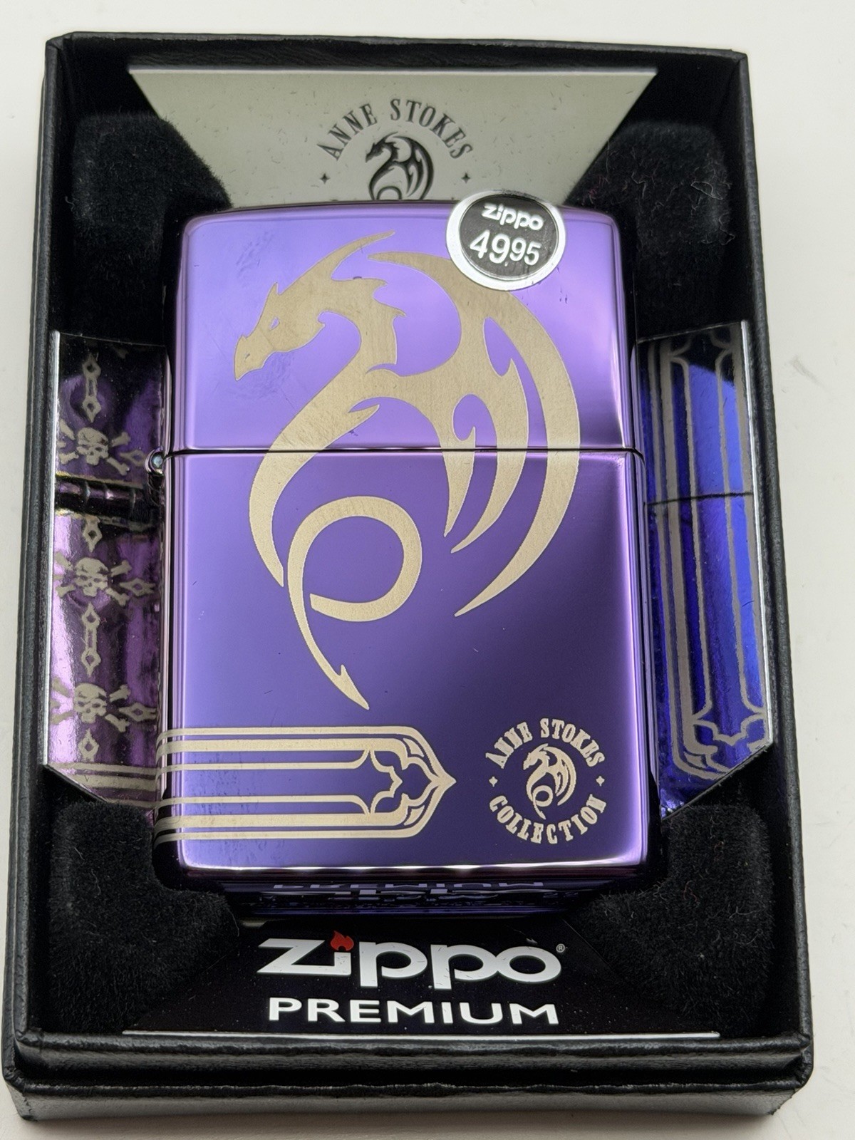 Flying Dragon Anne Stokes Purple Abyss Zippo Lighter New 48574