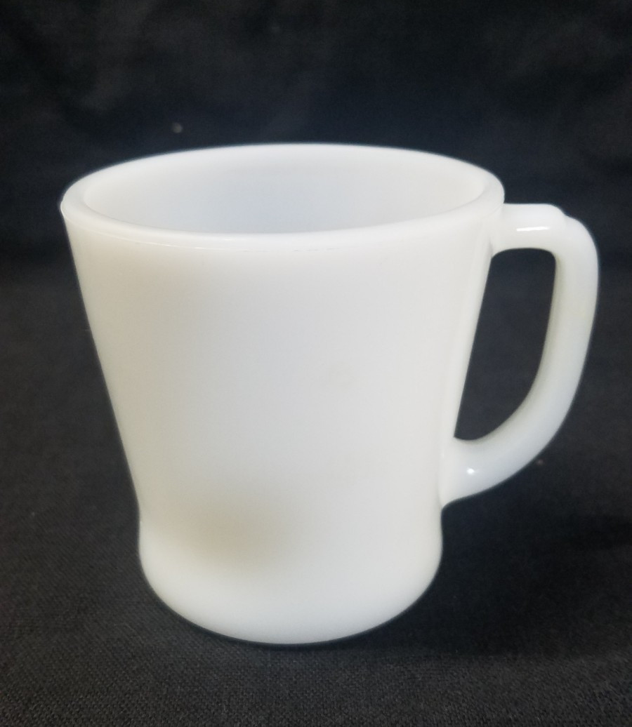 Vintage 1960s Fire King White Milk Glass Coffee Mug D Handle Anchor Hocking 5681