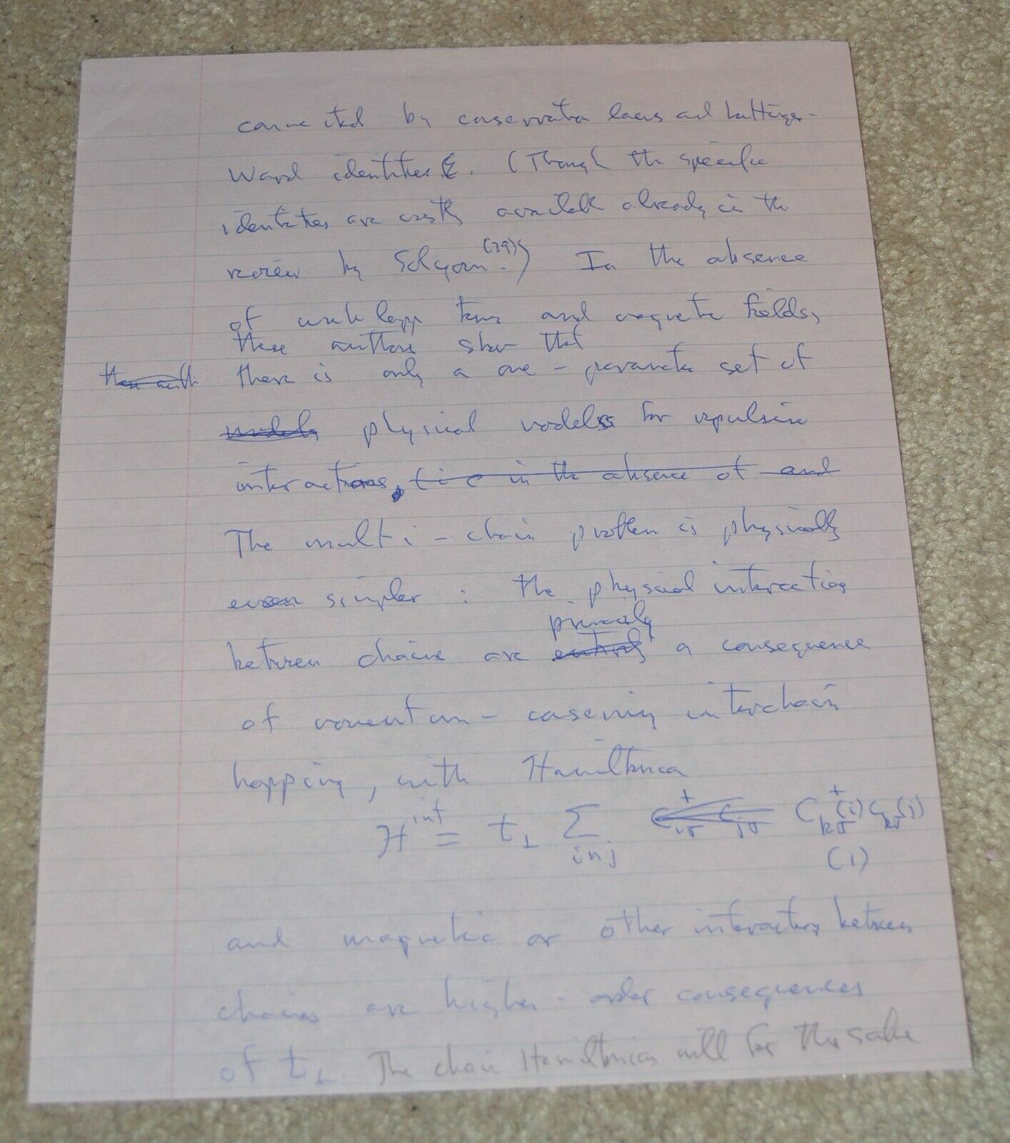 NOBEL PRIZE HANDWRITTEN MANUSCRIPT PHYSICS BOSONS HUBBARD CHAINS FANTASTIC