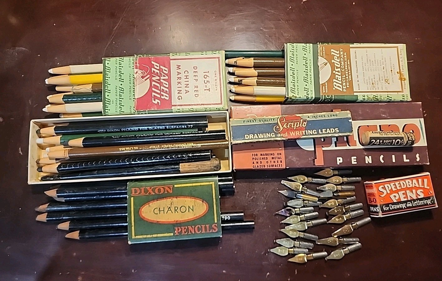 Vintage Dixon Calligraphy China Pencil Tools Speedball Artist Pen Lot Tips Leads