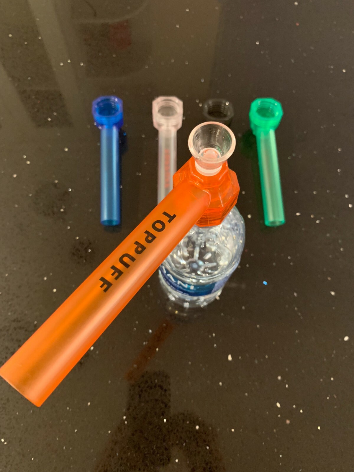 Orange Portable Hookah Screw on Bottle Converter Water Glass Bong