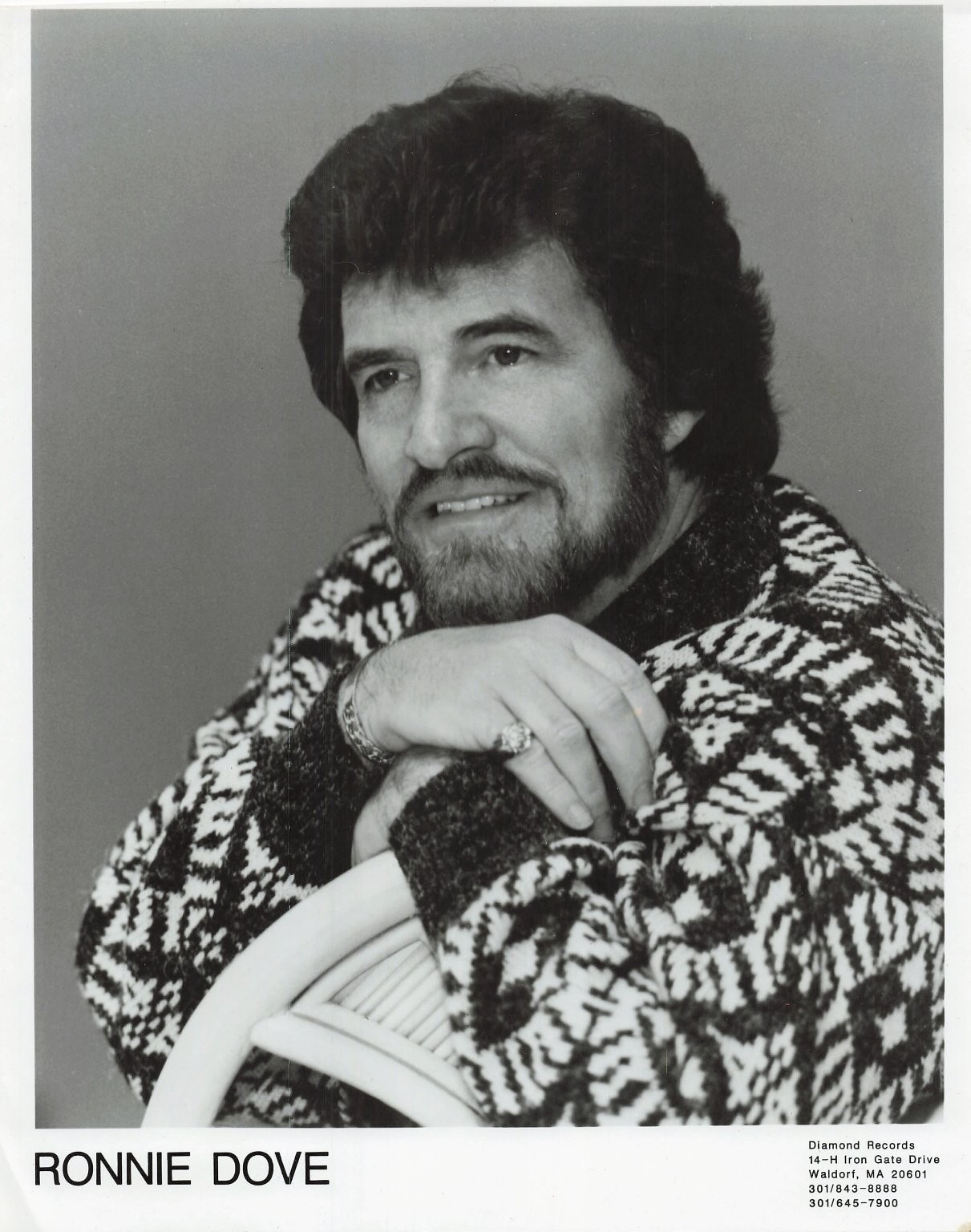 Ronnie Dove 8x10  Print 1970s-80s Promotional Music Celebrity Photo