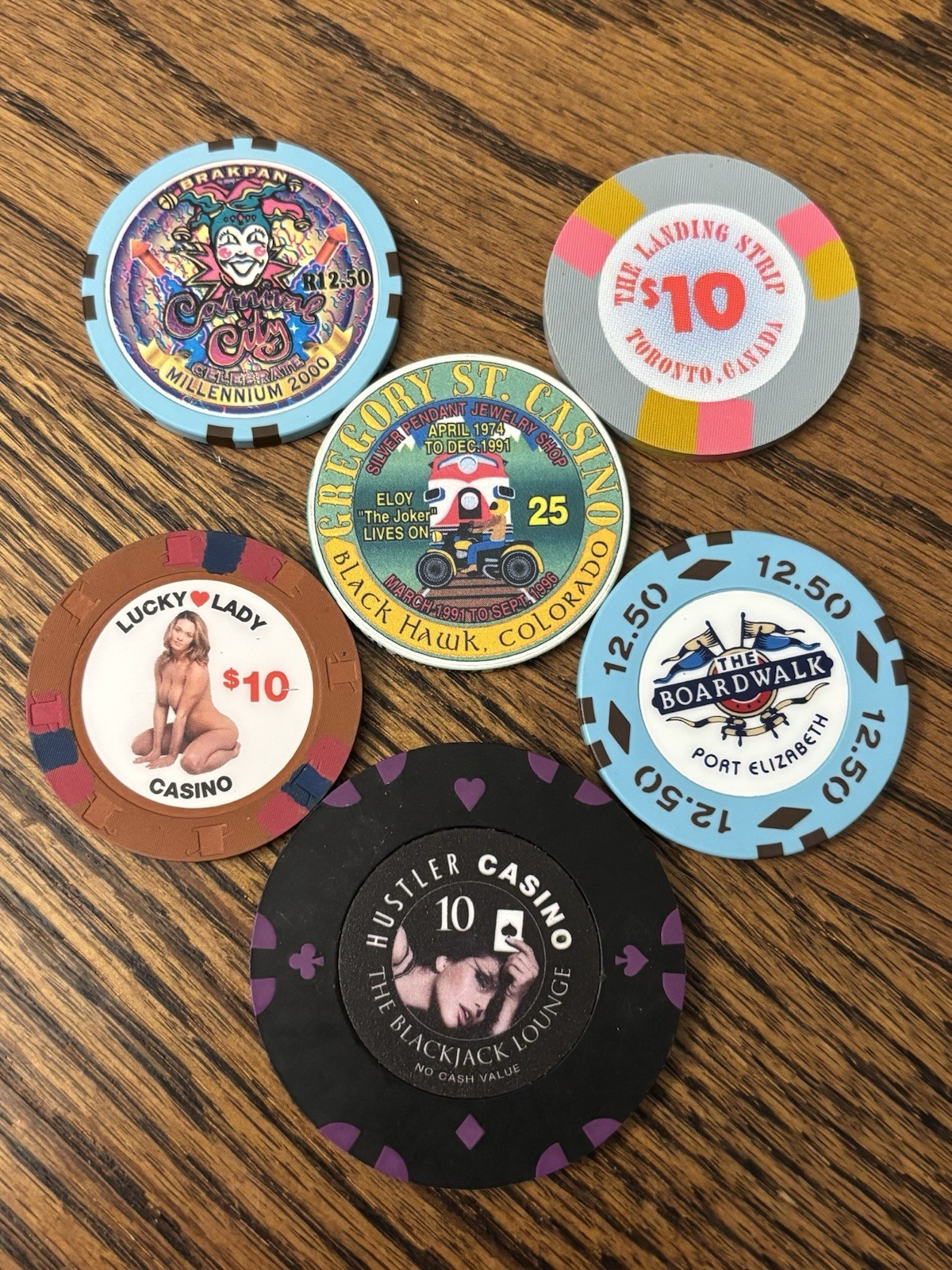 LOT of (6) Various Casino Chips From All Over 