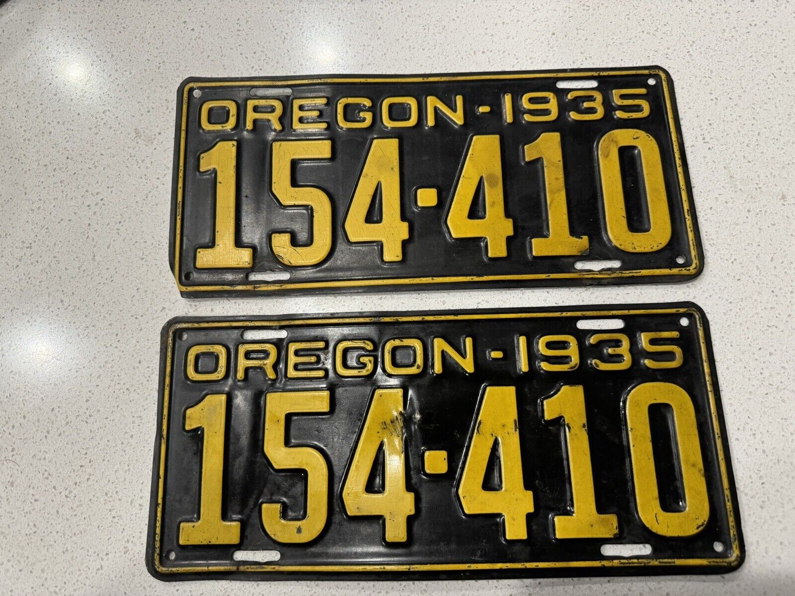1935 Vintage Oregon Automobile  PAIR  154-410 License Plate Set