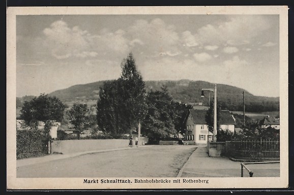 Market Schnaittach, postcard, station bridge with Rothenberg 
