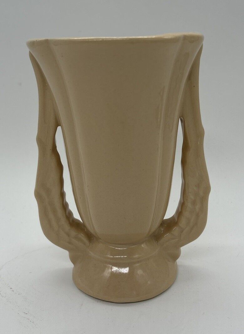 Vintage Niloak Cream Double Handle Pottery Vase 7” Perfect