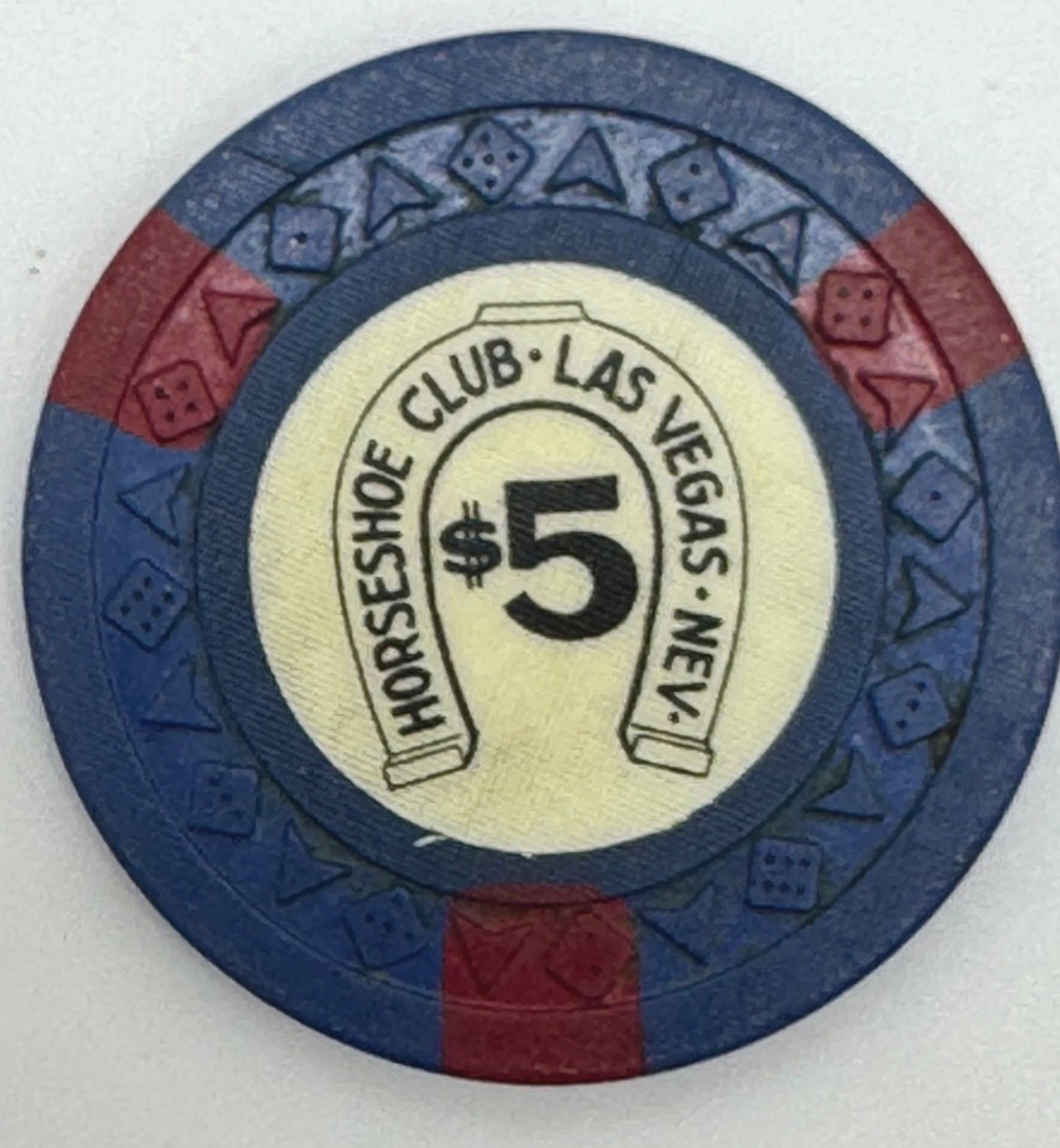 Binions Horseshoe Club $5.00  Casino Chip Arodie Mold Las Vegas Nevada 1950
