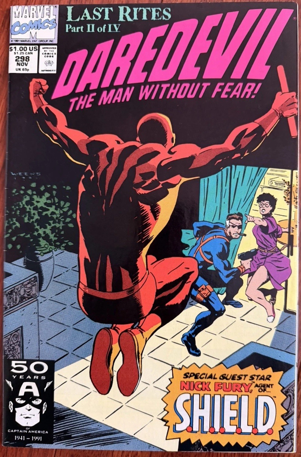 Daredevil #293 Marvel Comics 1991 Last Rites Part 2 Nick Fury Lee Weeks